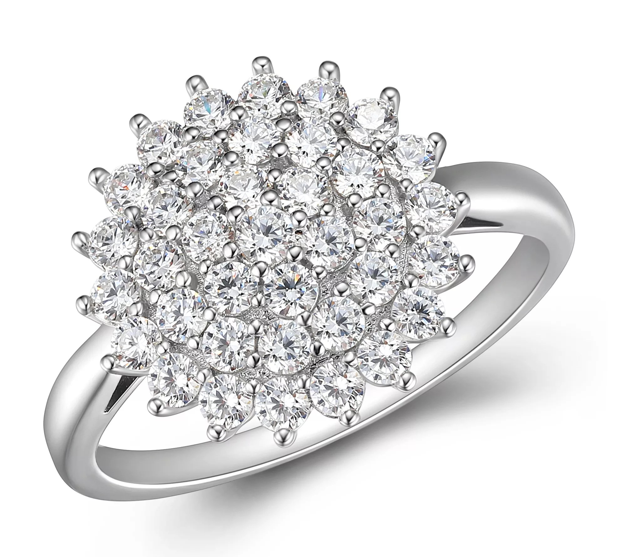 Diamonique 2.15 cttw Cluster Flower Ring, Sterling Silver