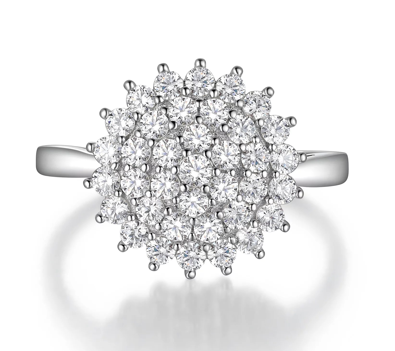 Diamonique 2.15 cttw Cluster Flower Ring, Sterling Silver