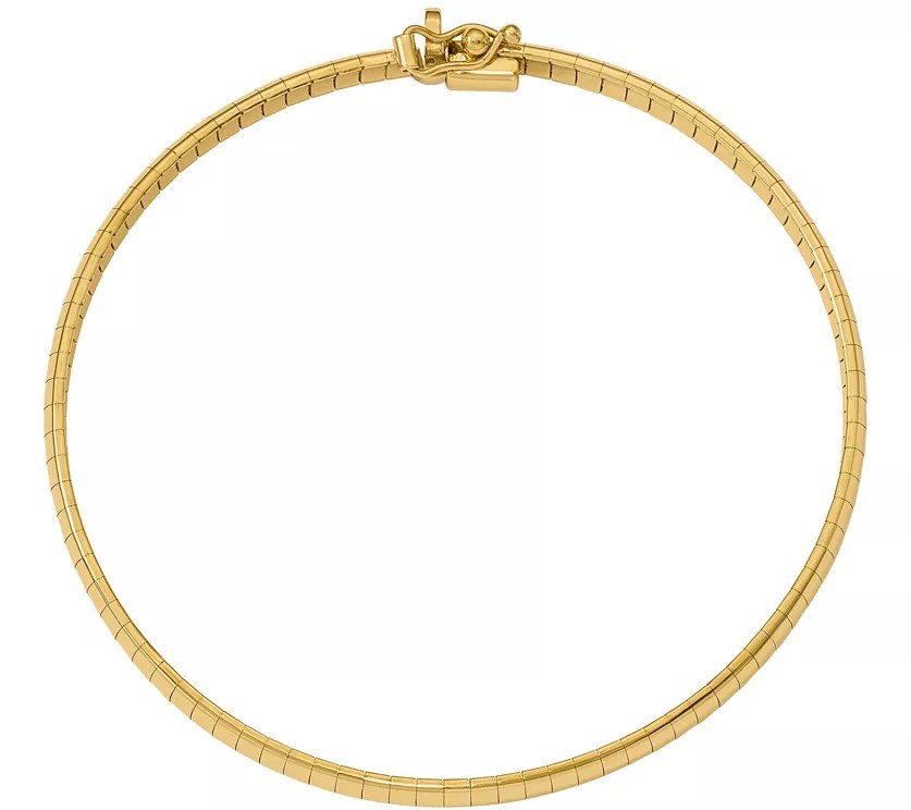 14K Gold 4mm Domed 7" Omega Bracelet, 9.3g