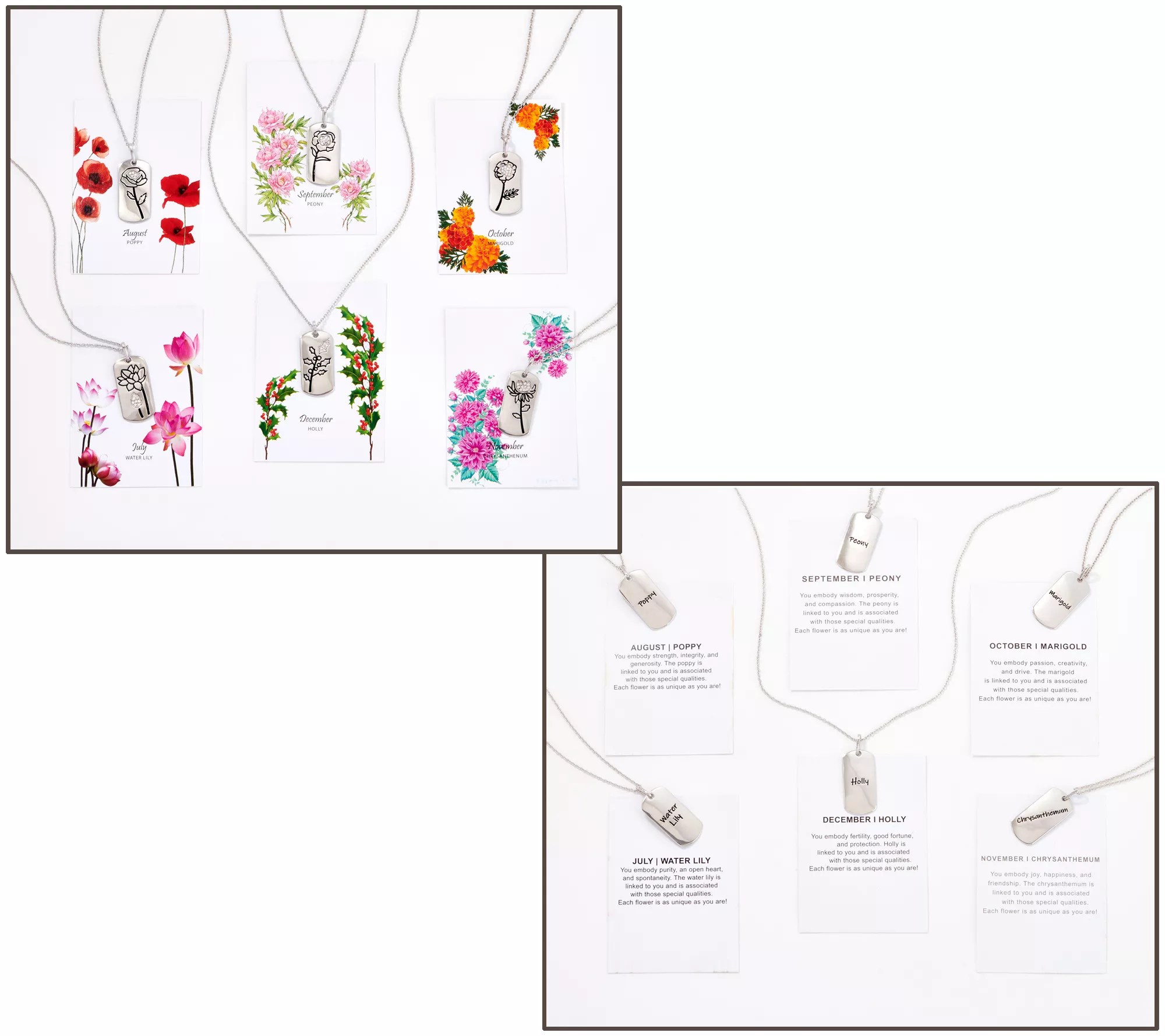 "As Is" Diamonique Birth Flower Necklace Gift, Sterling Silver