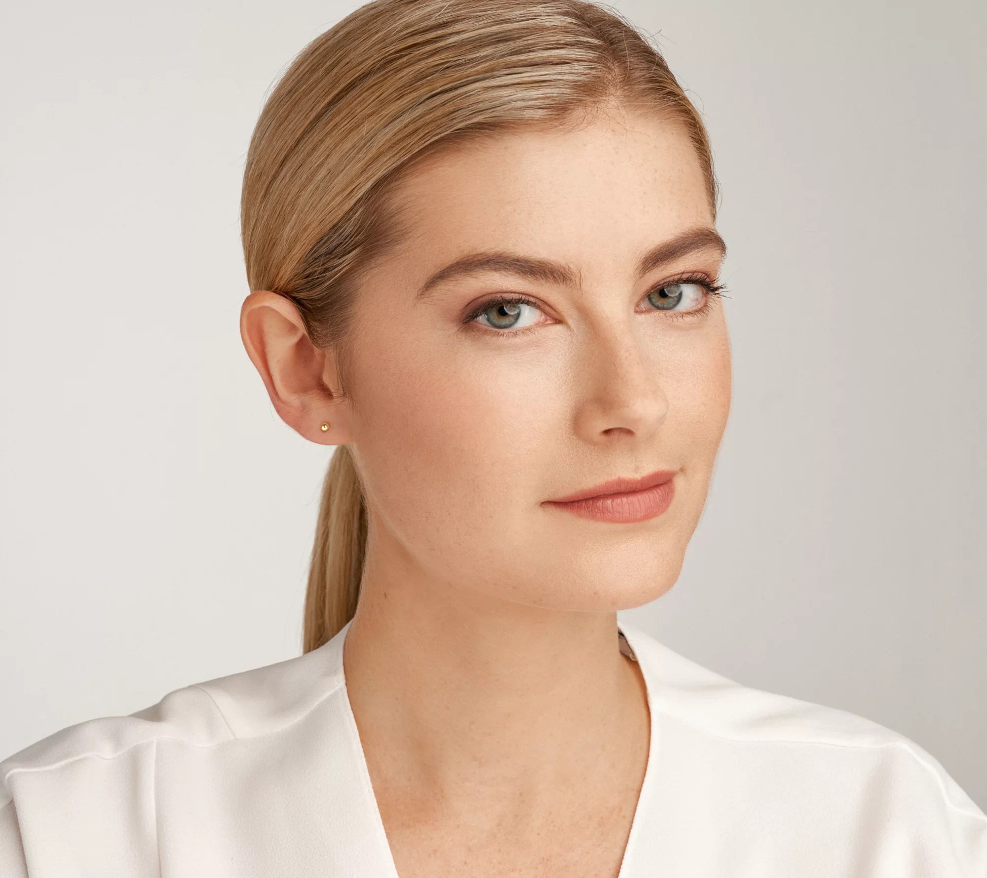 High Polished Ball Stud Earrings, 18K Gold CladSterling