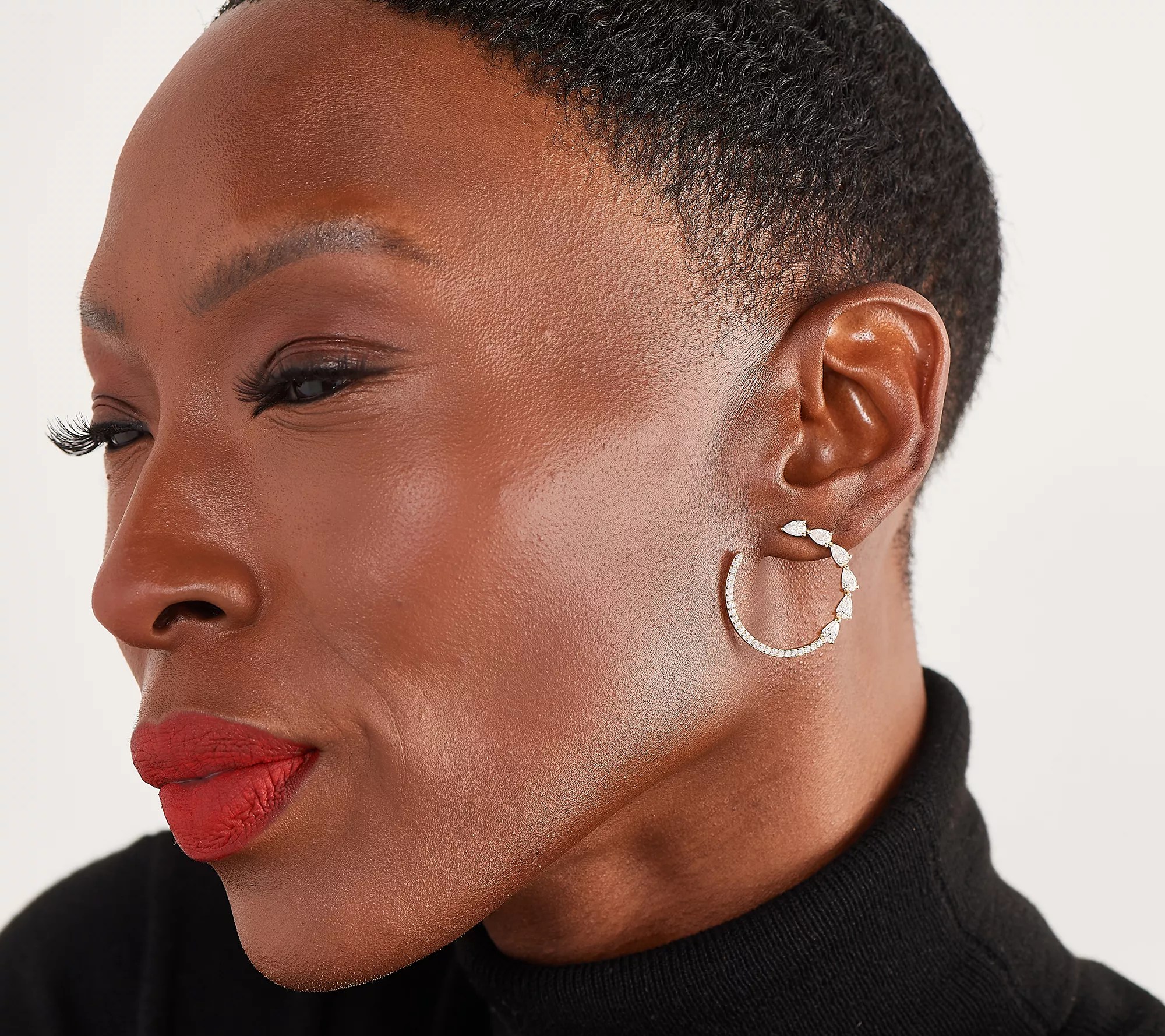 "As Is" Diamonique x Kathy Levine Swan Song Hoop Earrings, Sterl