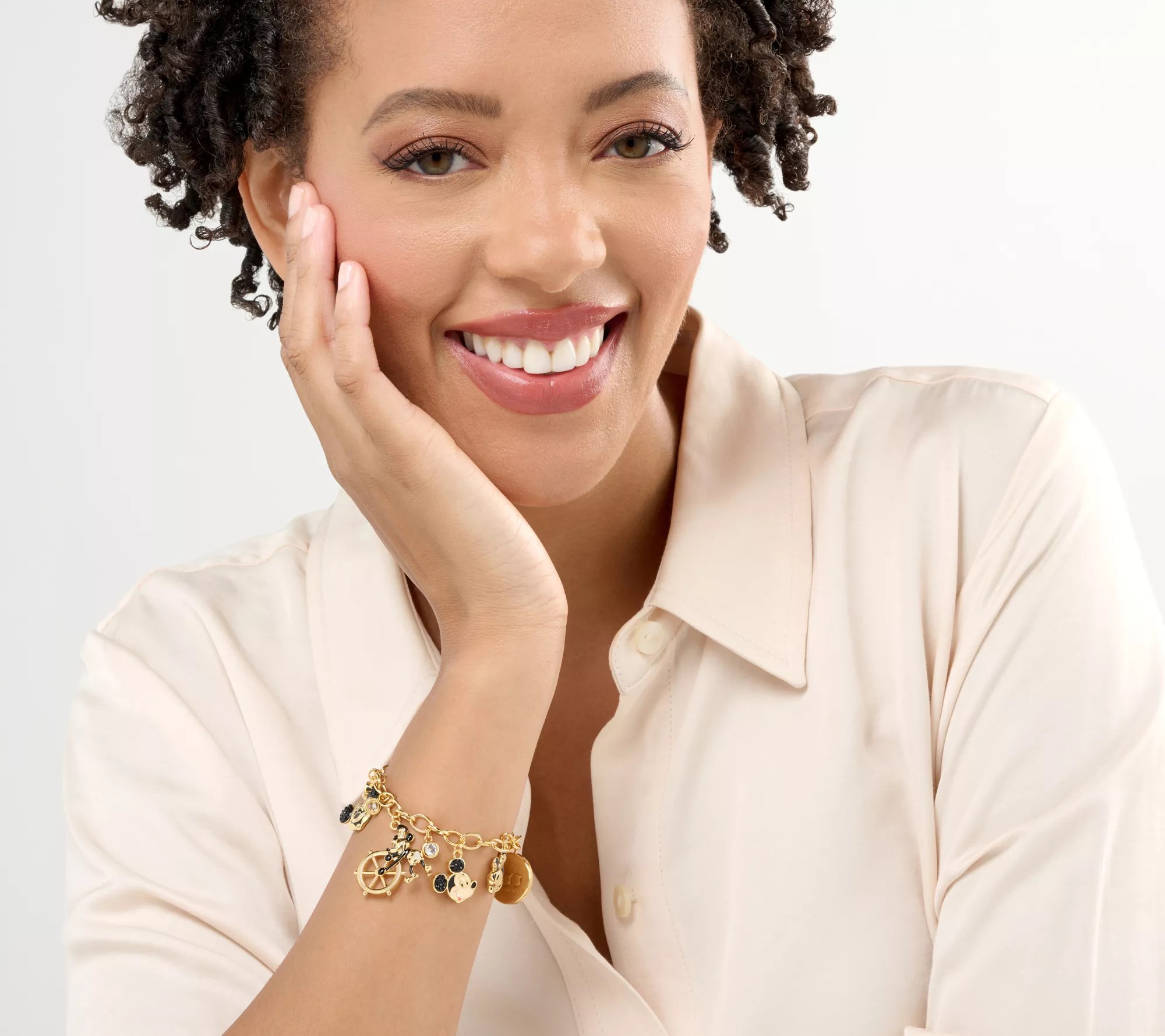 Diamonique's Disney Vault Moments Mickey Charm Bracelet, Brass