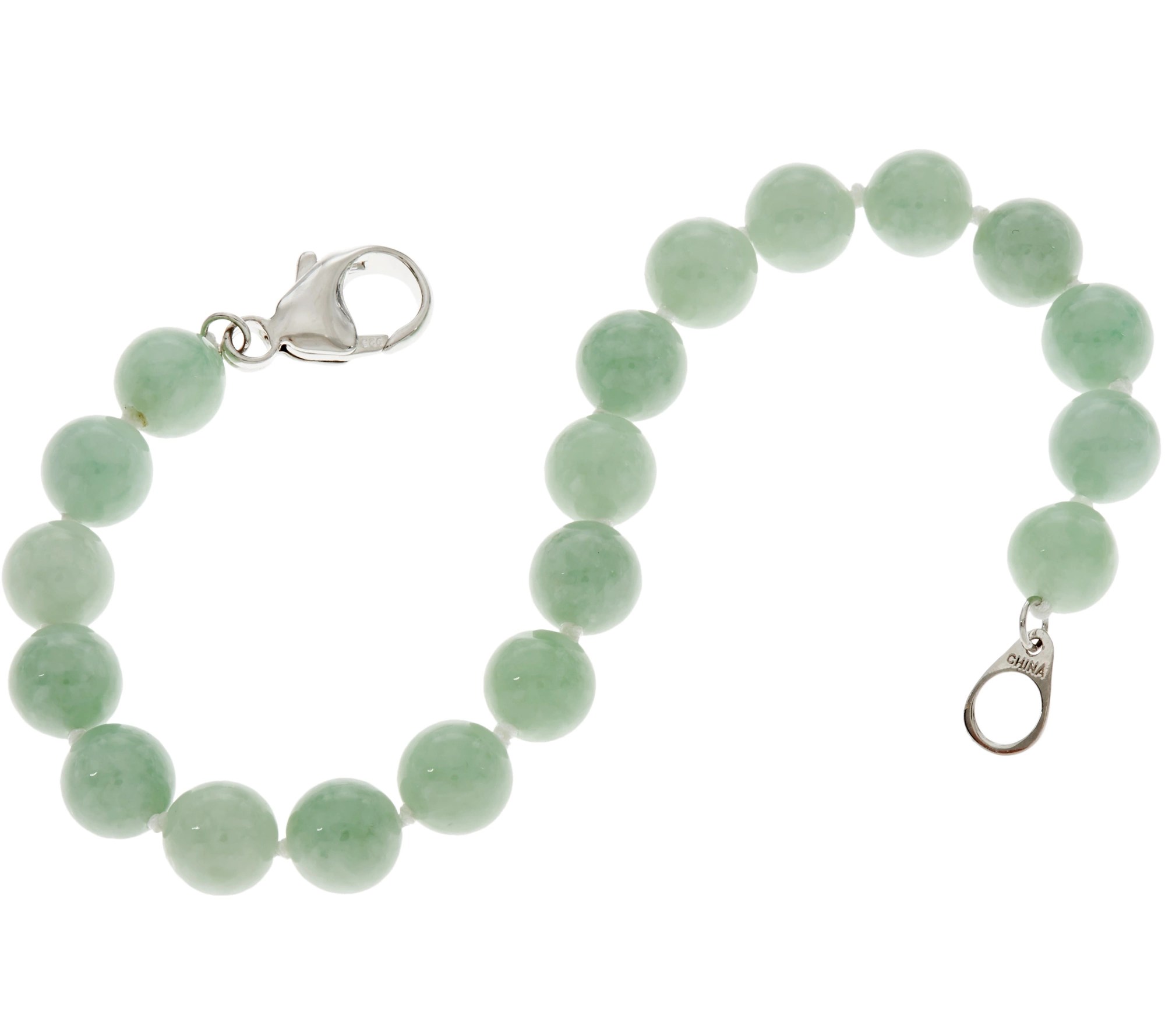Jade Sterling Silver Bead Bracelet