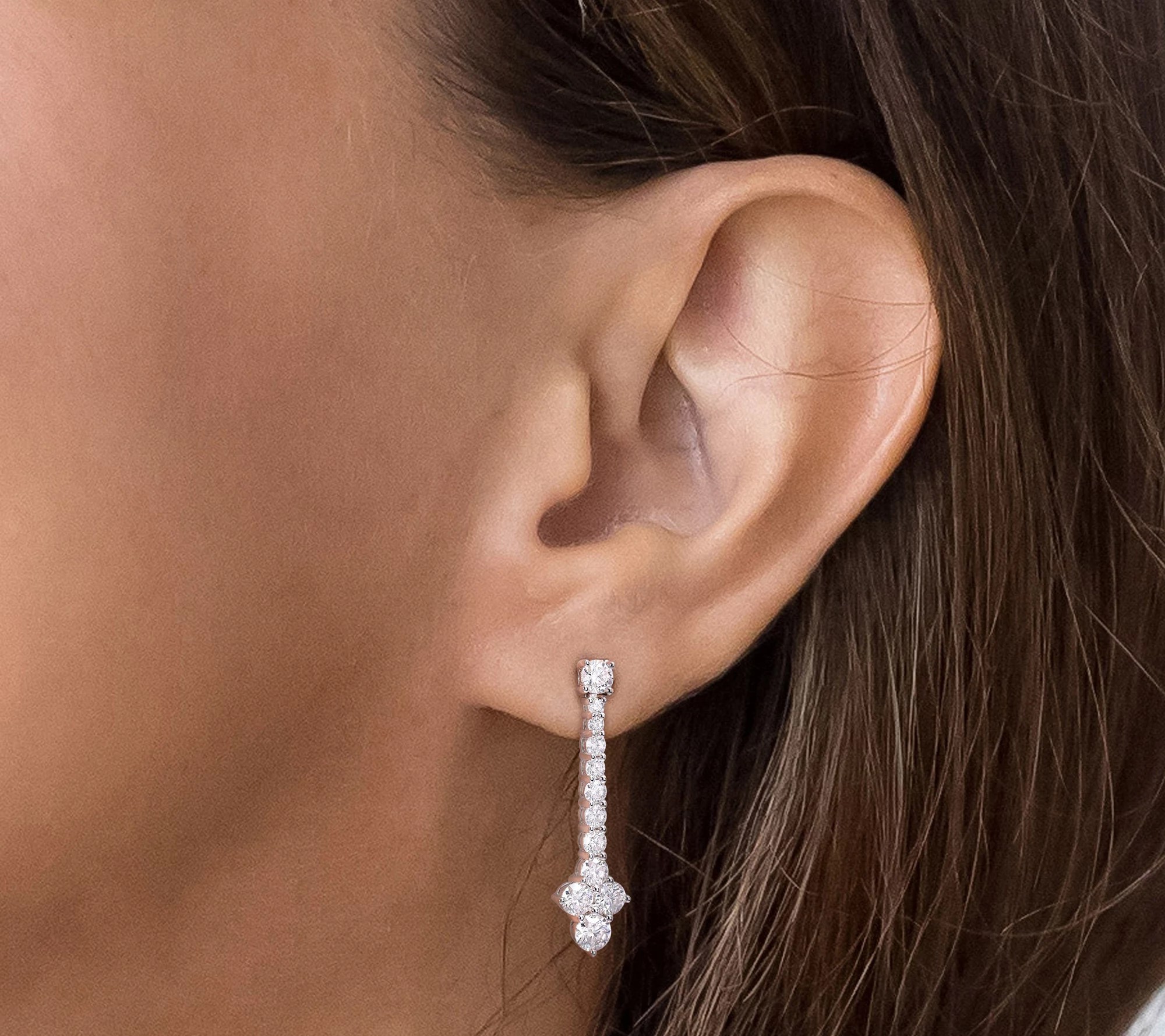 MoissanIce Moissanite 3.05 cttw Linear Drop Earrings