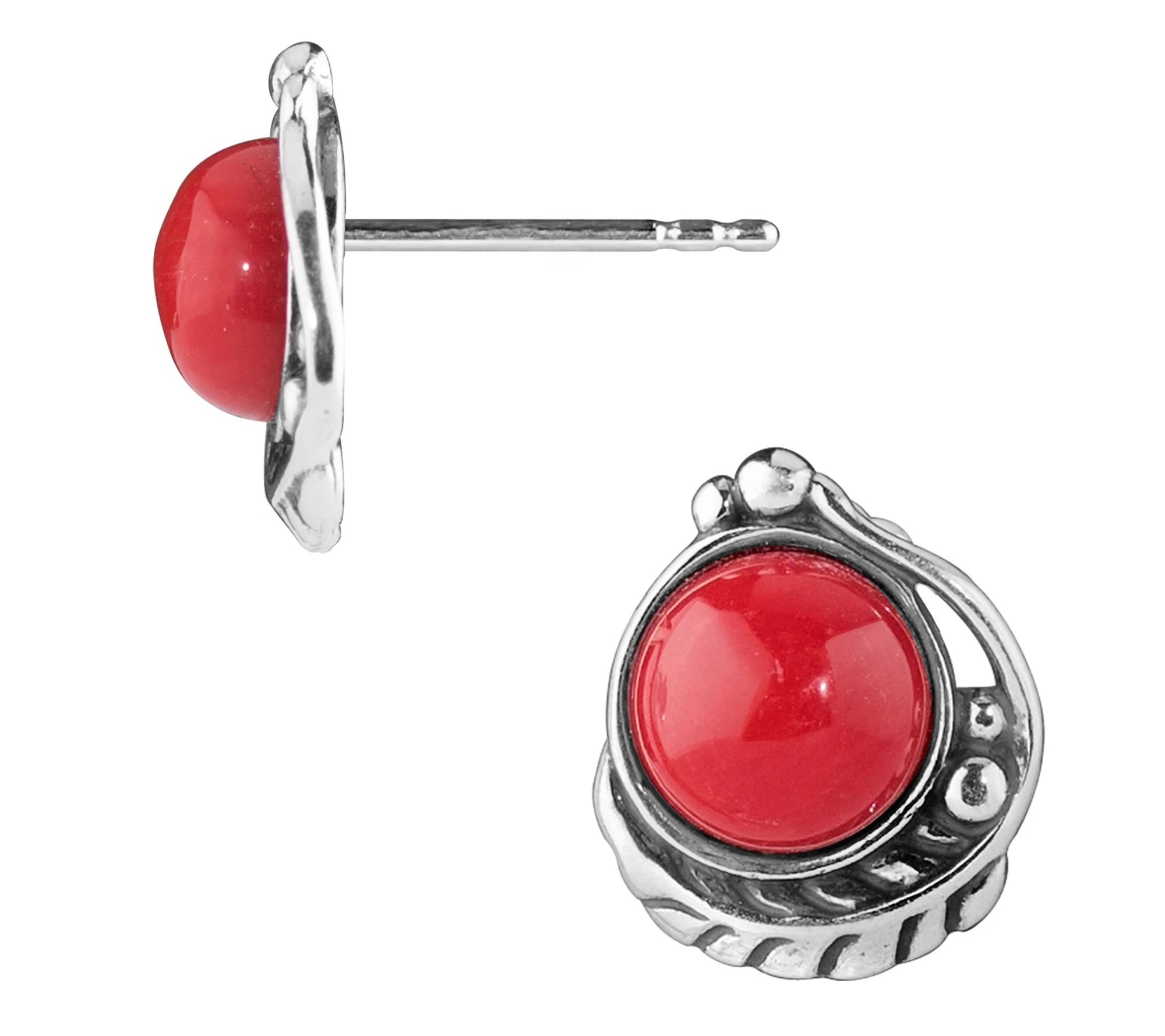 American West Classics Sterling Gemstone B utton Earrings