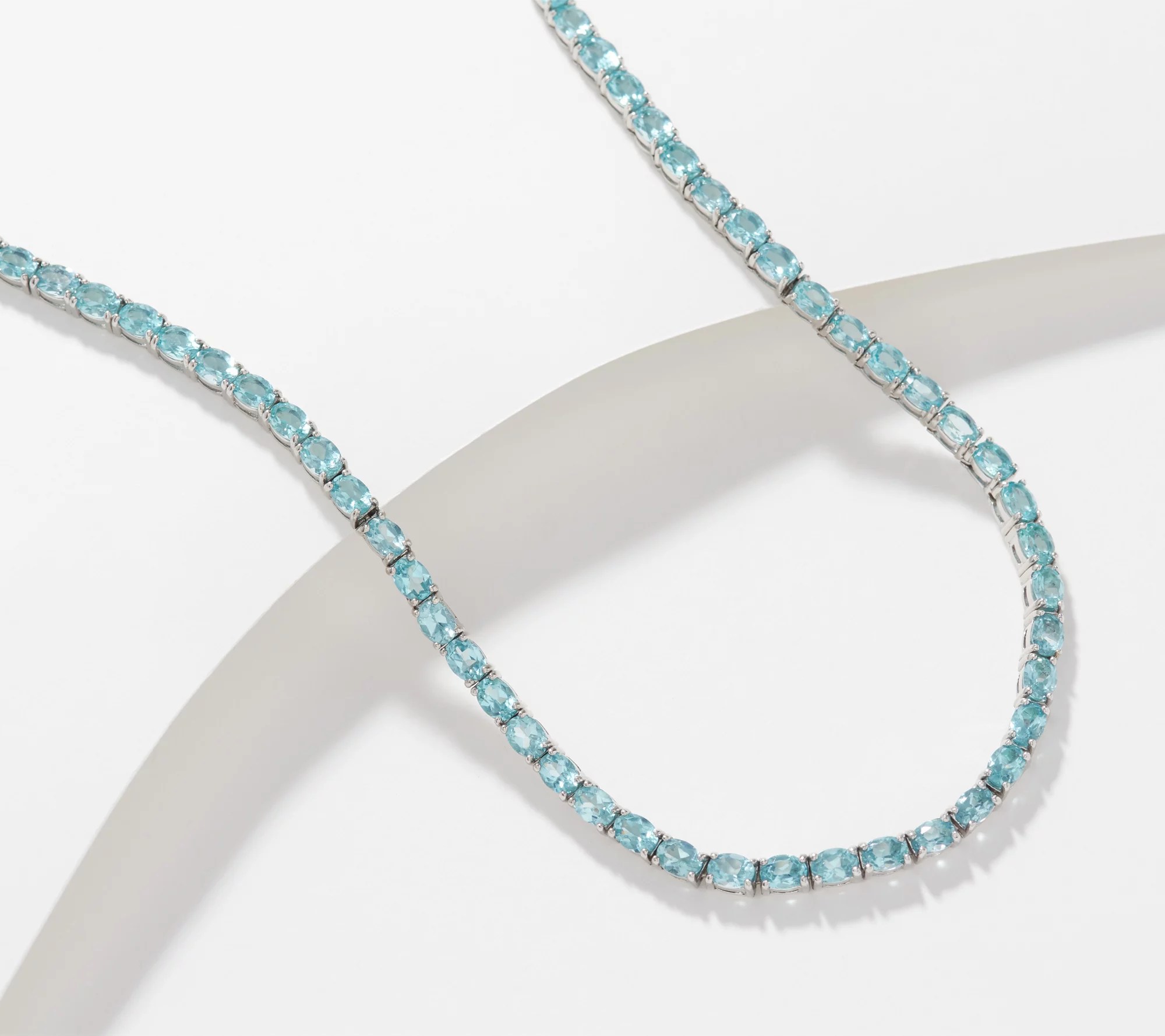 Generation Gems Oval Cut Blue Apatite Tennis Necklace