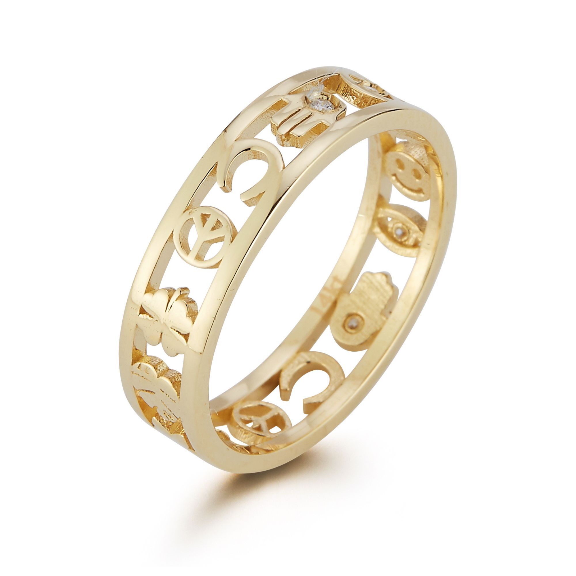 Luminosa Gold Diamond Accent Lucky Charms Band Ring, 14K