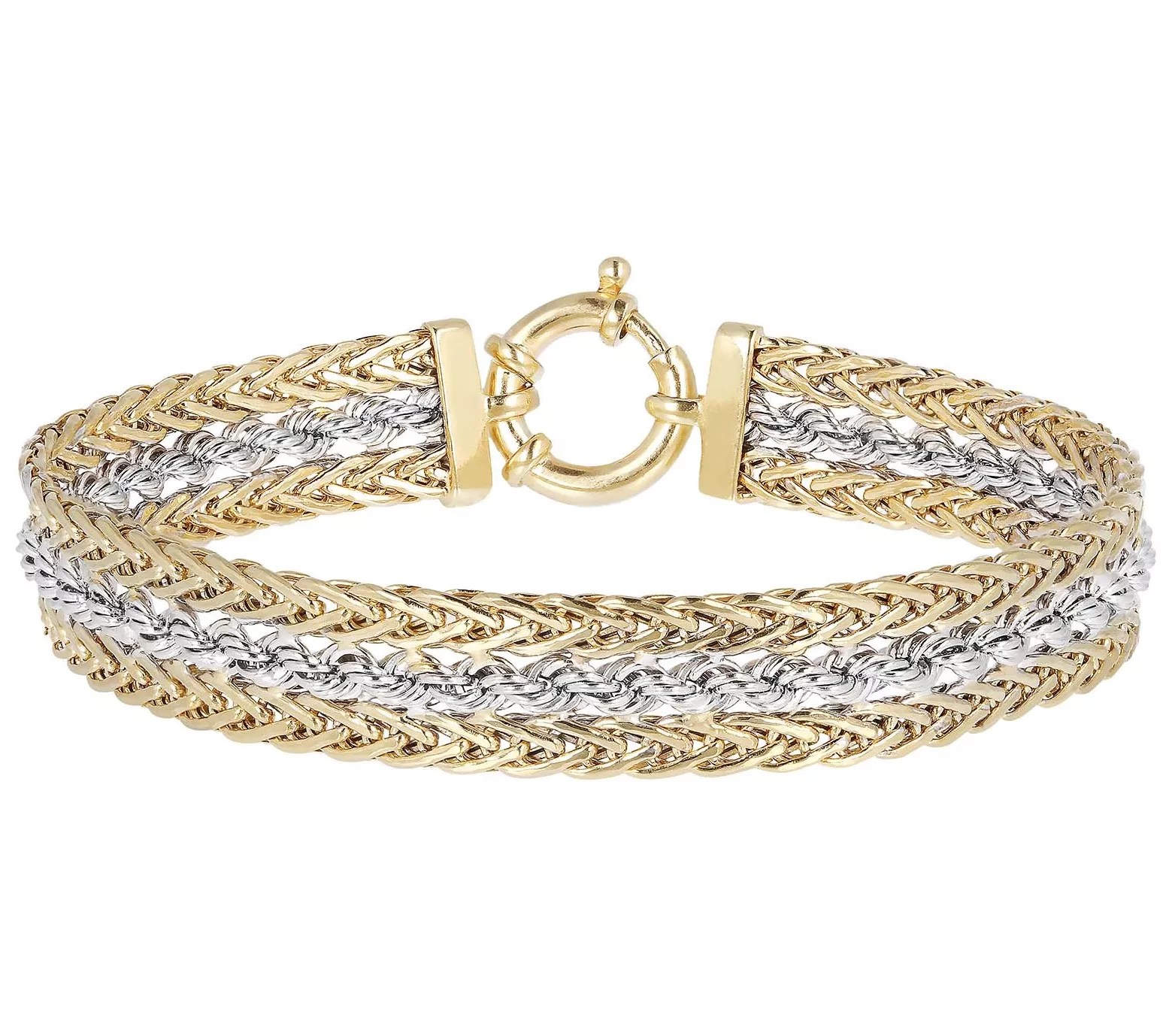Italian Gold 71/2" TwoTone Rope Bracelet, 1 4K Gold 9.0g