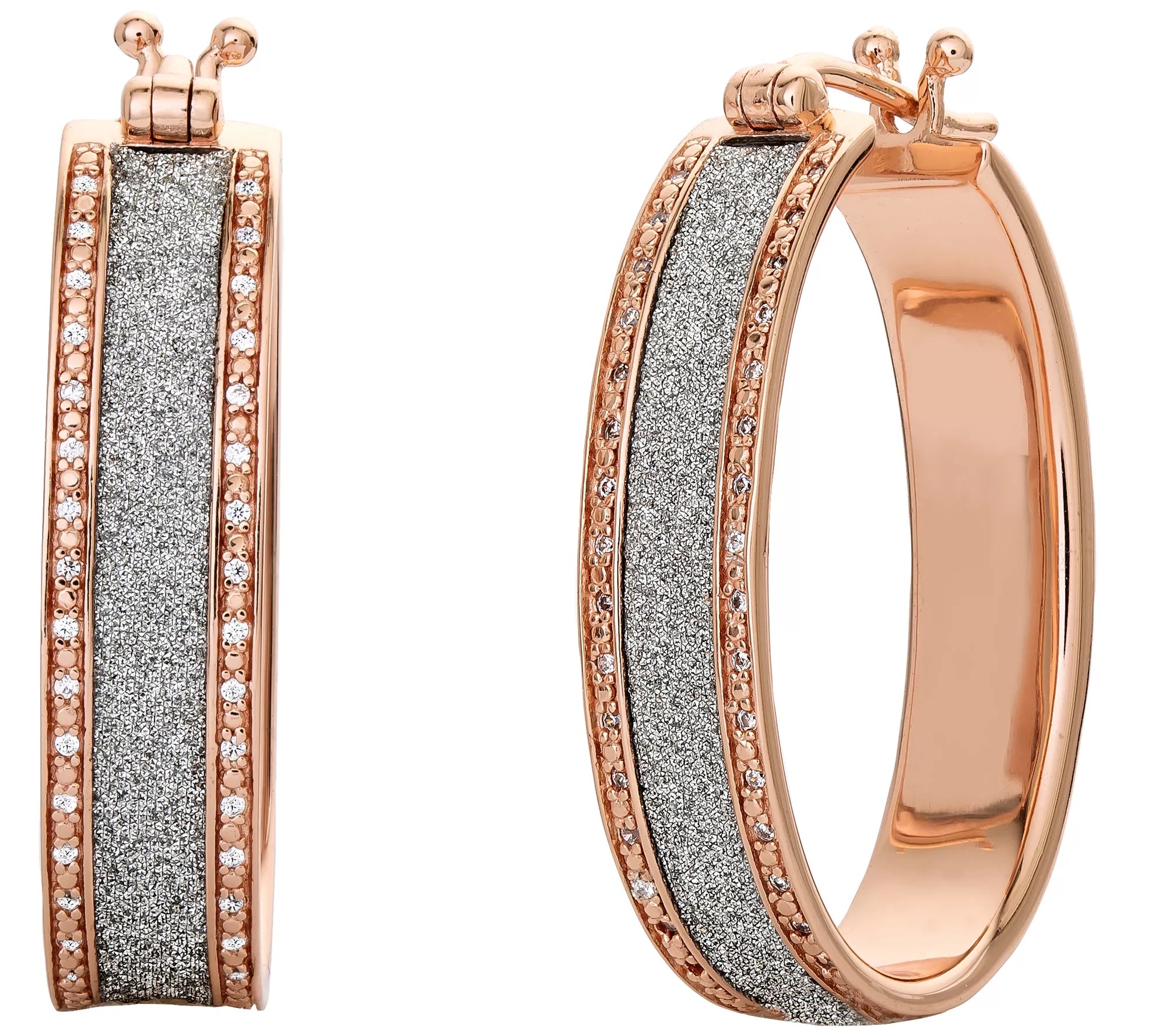 Diamonique 0.35 cttw Glitter Infused Hoop Earrings, Sterling