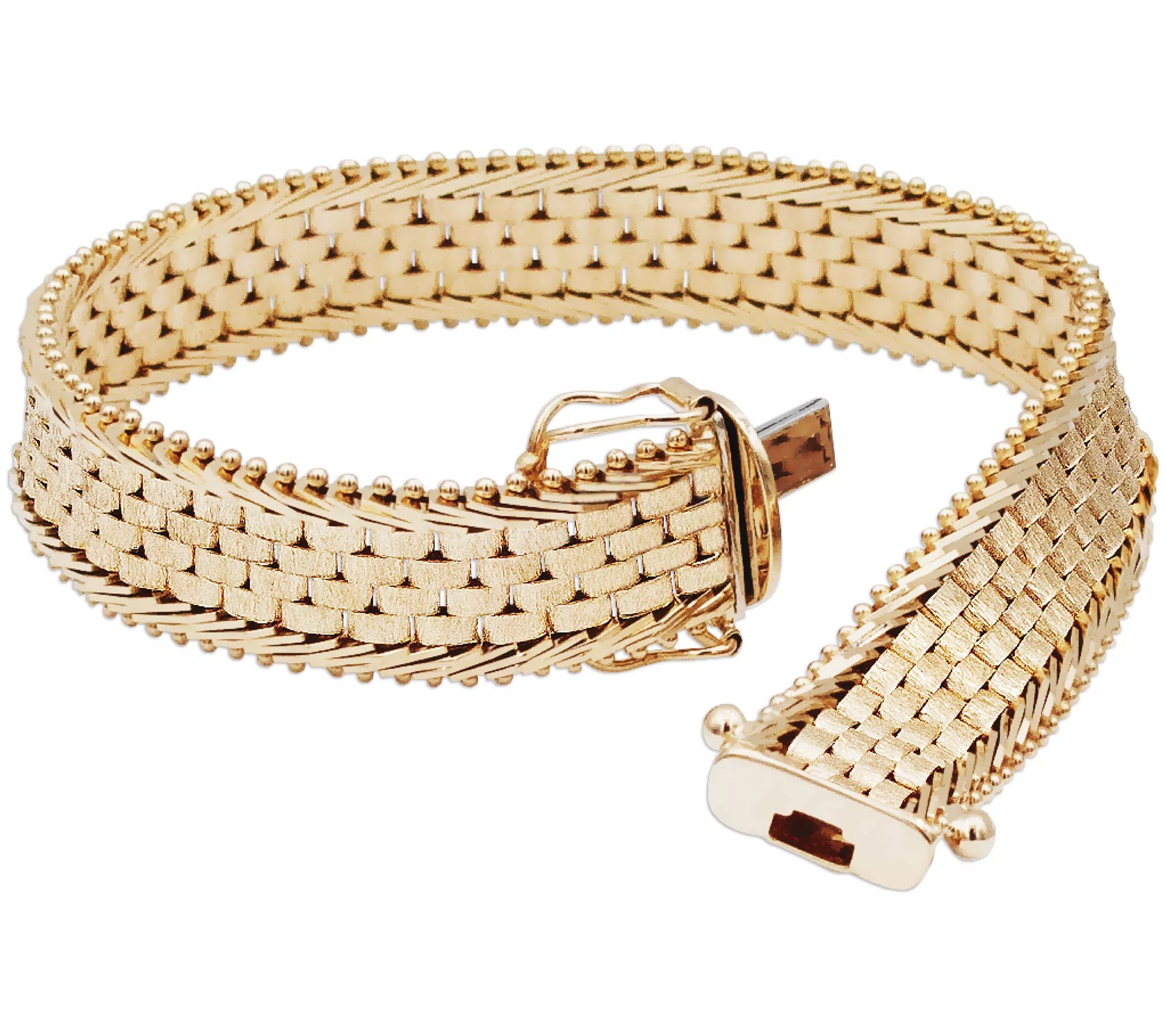 Imperial Gold 71/4" Wide BasketWeave Bracelet14K, 20.5g