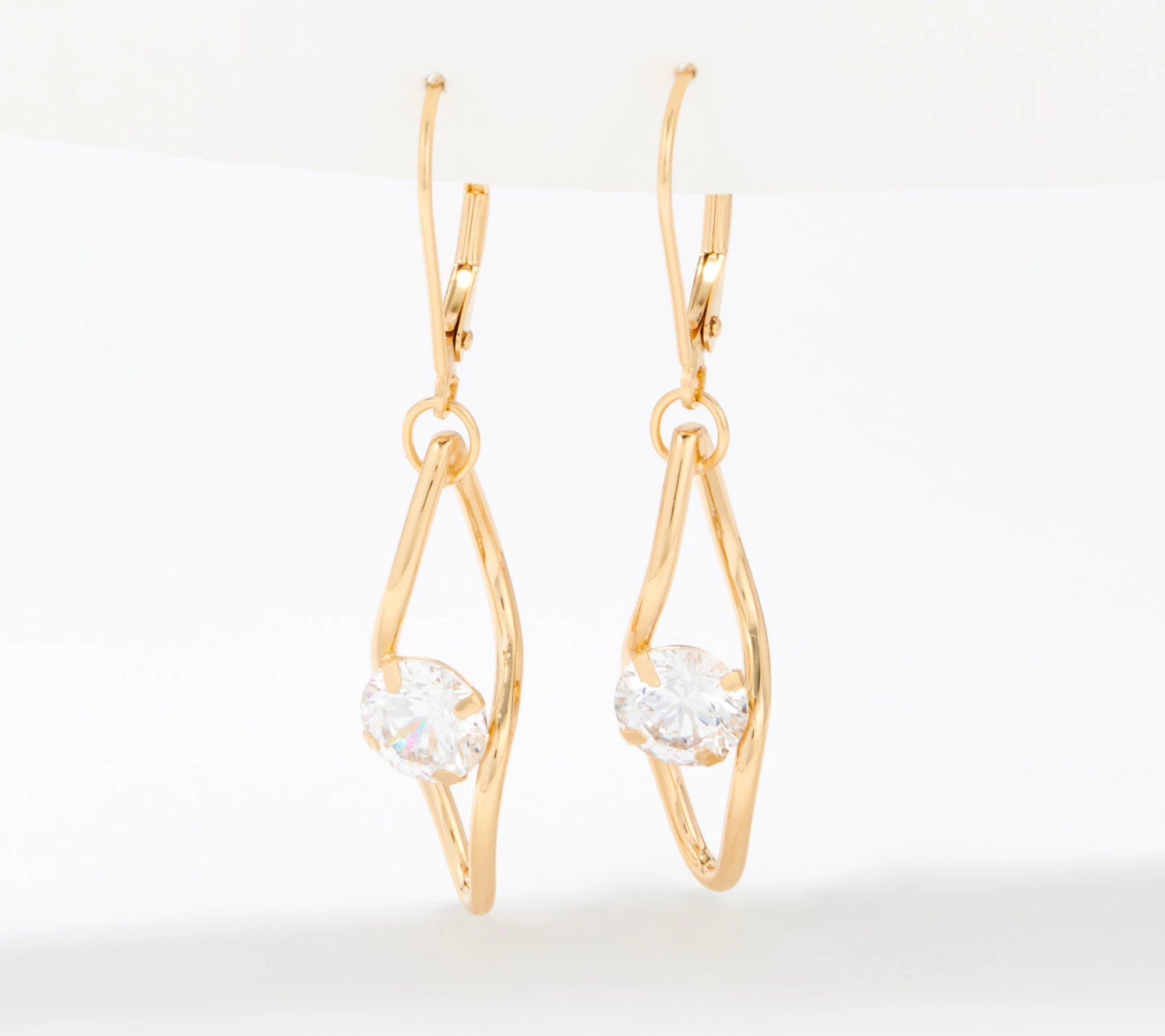"As Is" Diamonique Floating Stone LeverBack Earrings, Sterl