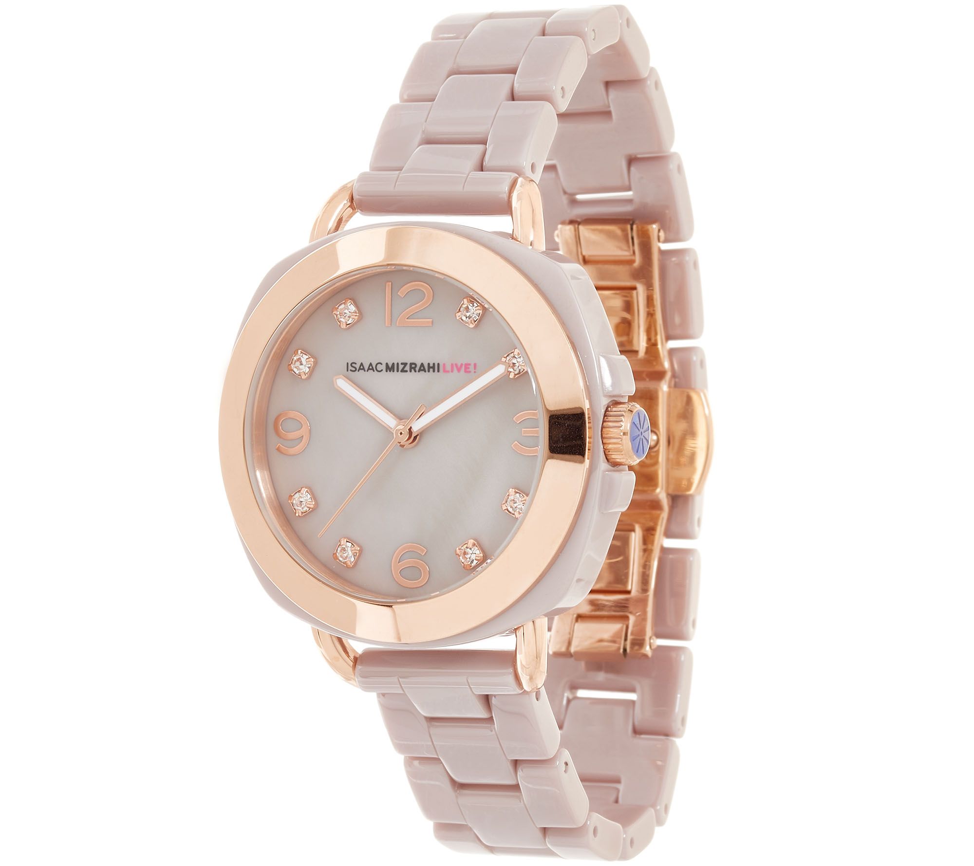 "As Is" Isaac Mizrahi Live! Ceramic Cushion Dial Watch