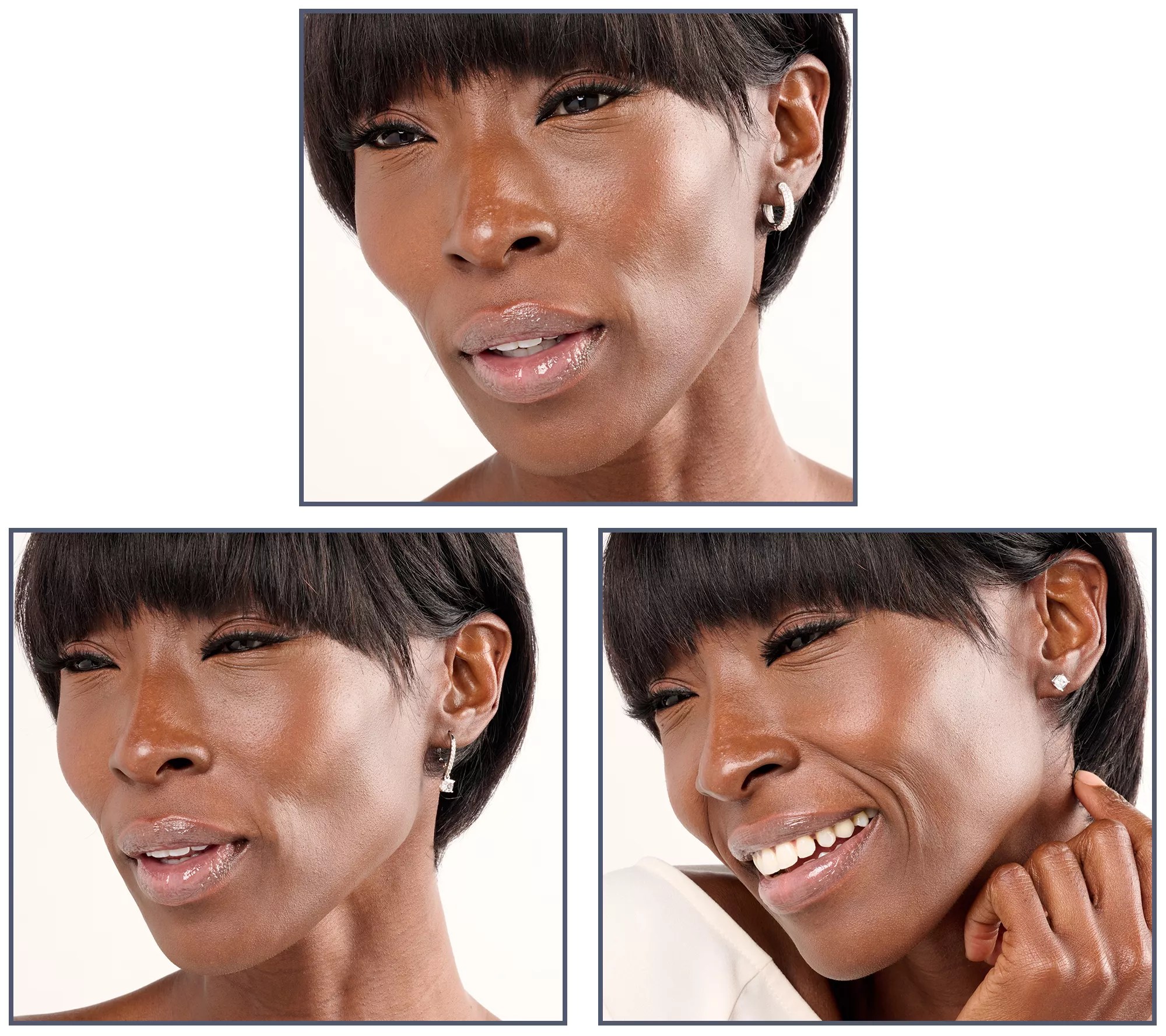 Diamonique Set of 3 Earrings in Gift Boxes, Sterling Silver