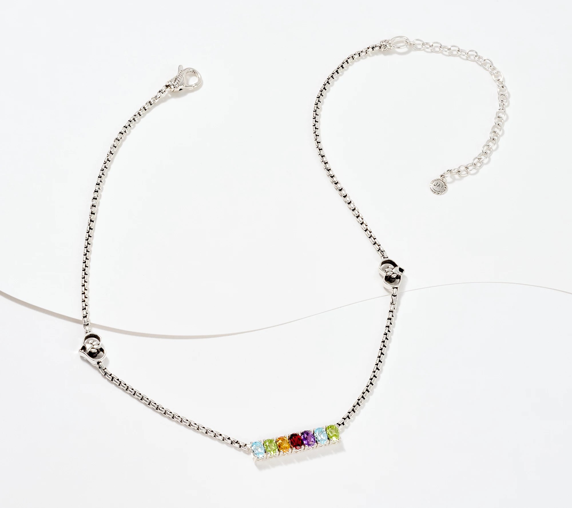 JAI Sterling Silver Rainbow Bridge Gemstone Necklace