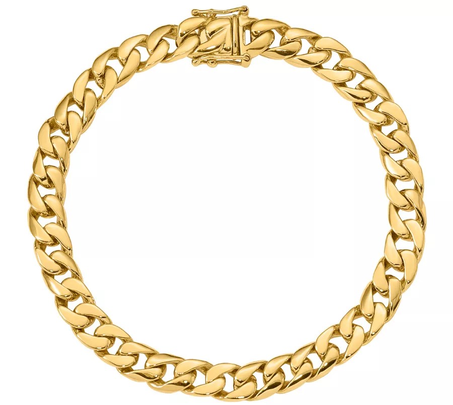 14K Gold Solid Curb Link Bracelet, 36.6g