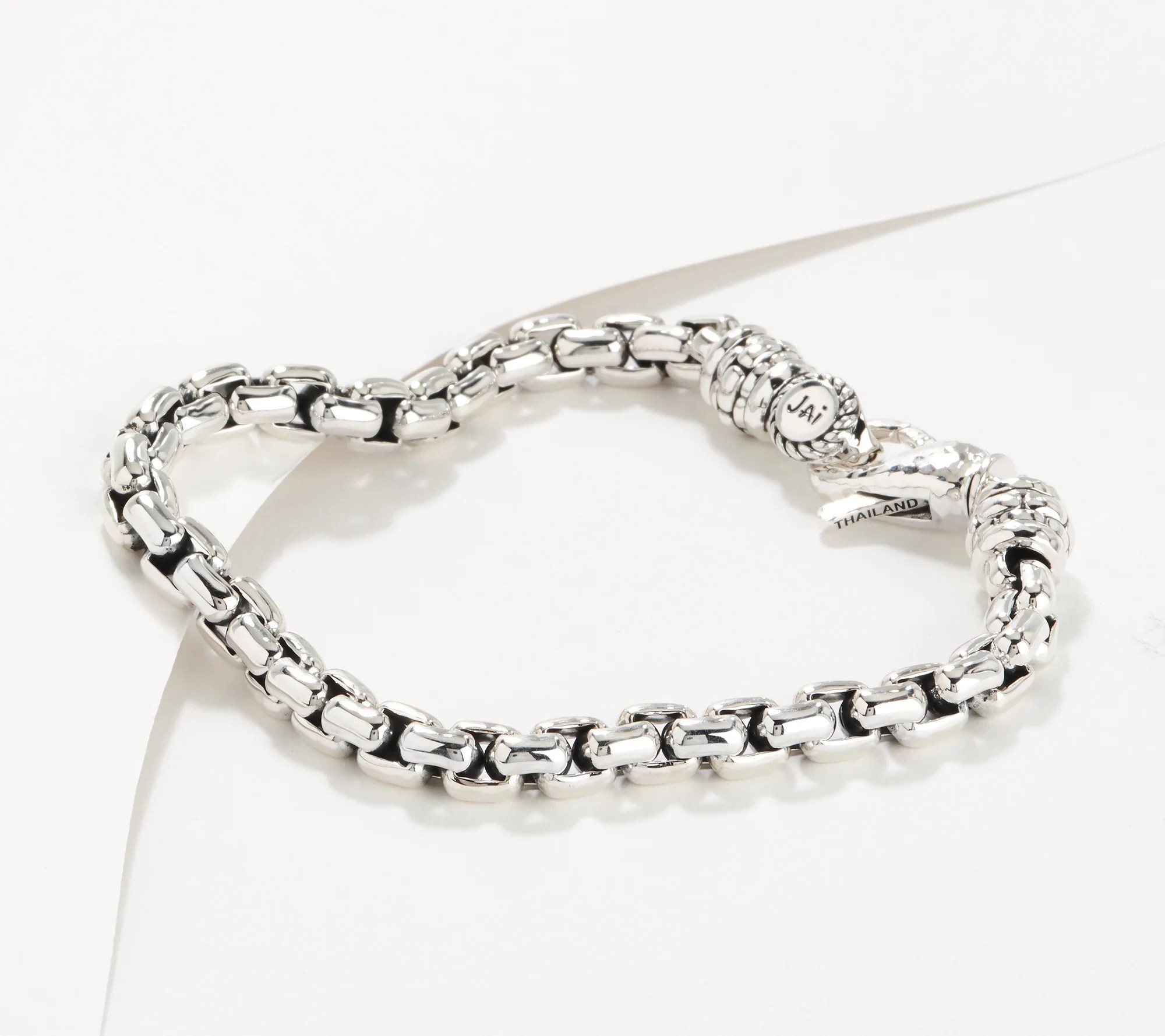JAI Sterling Silver Men's 6mm Box Chain Bracelet