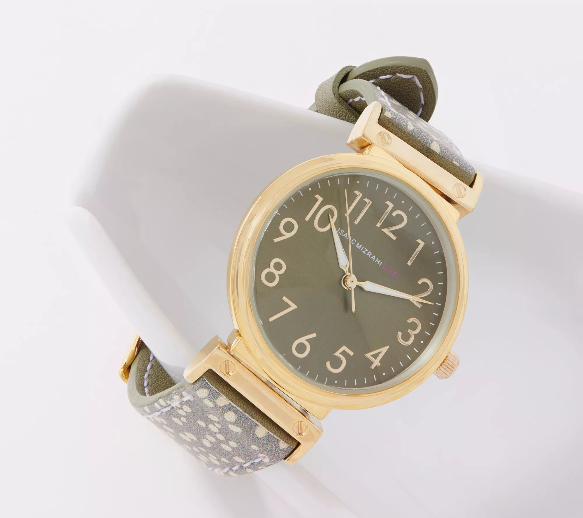 Isaac Mizrahi Live! Reversible Solid to Dot Leather Watch