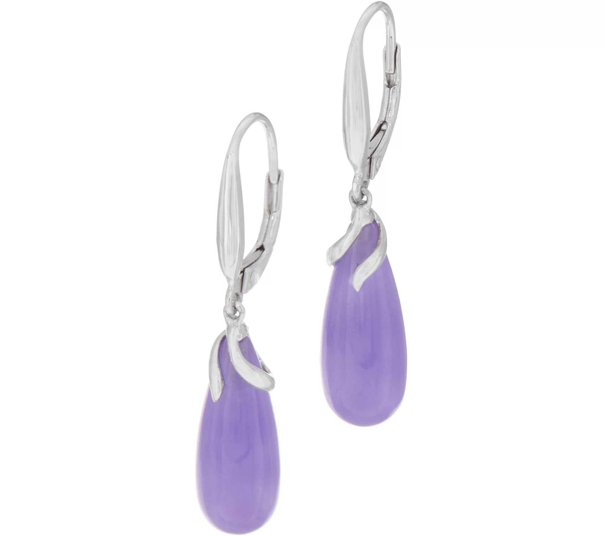 Jade Sterling Silver Lever Back Drop Earrings