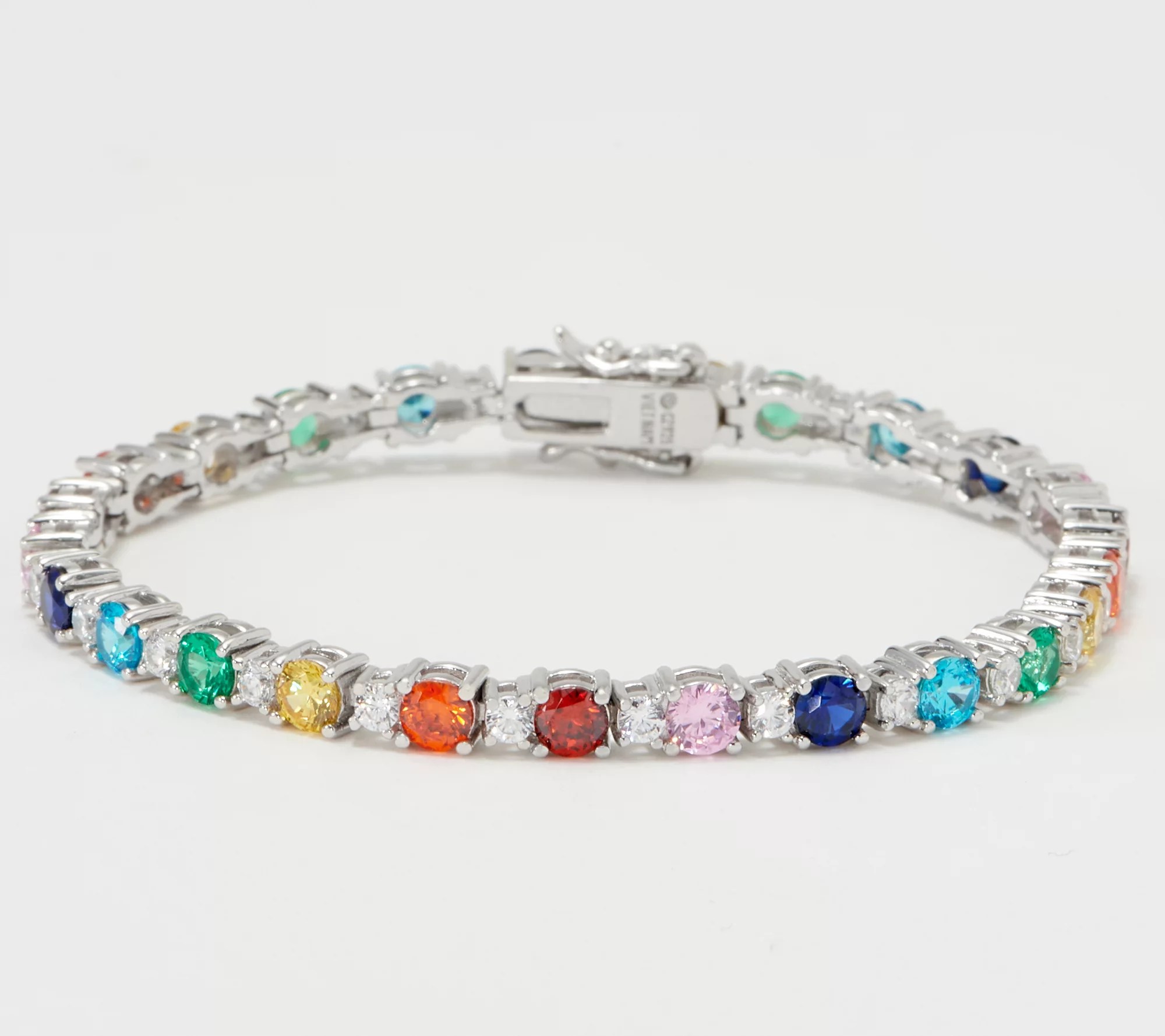 (QVC) Q2 Colors of Diamonique Alternating Tennis Bracelet Sterling