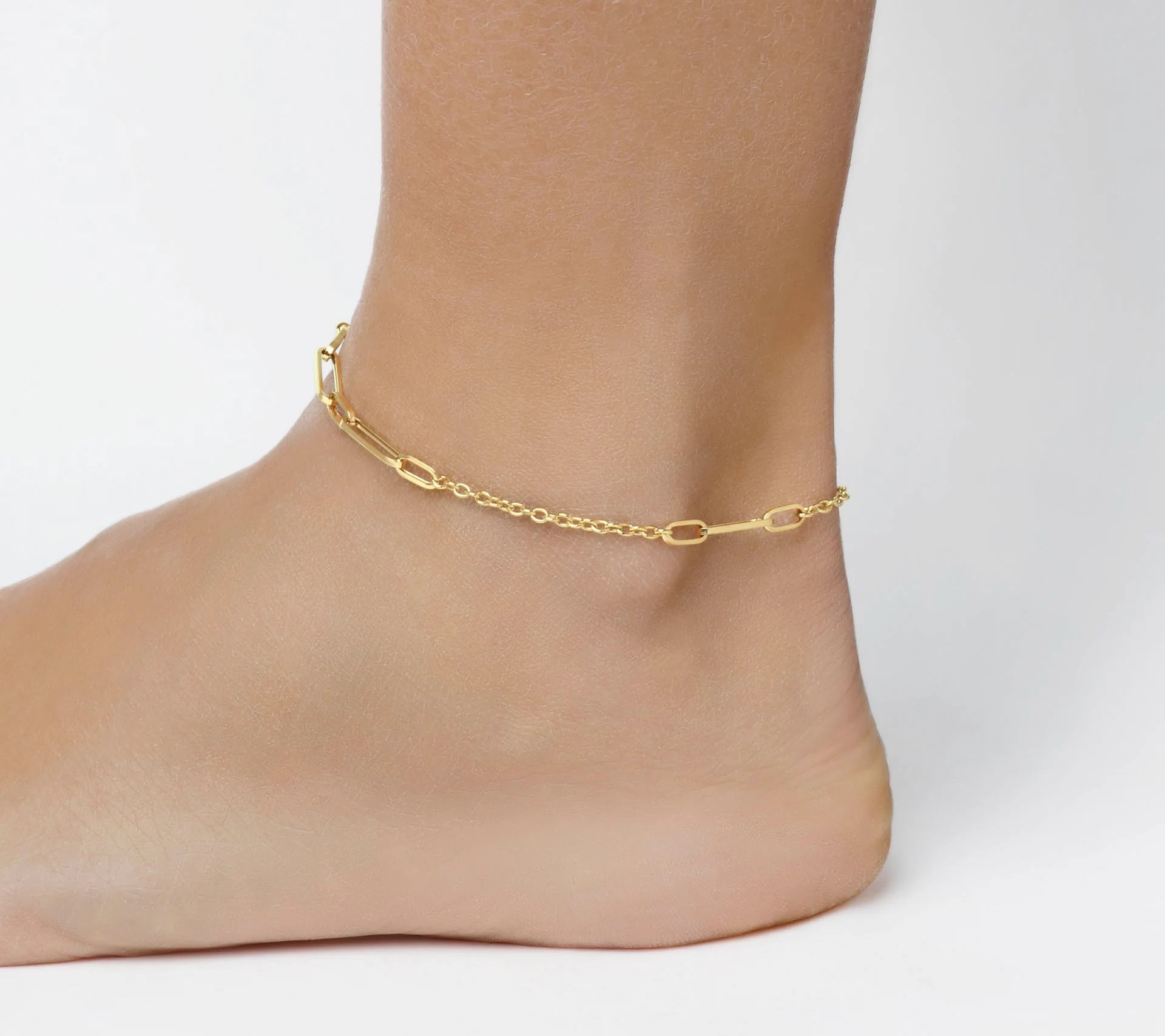 EternaGold 11" Paperclip Link Ankle Bracelet, 14K Gold 2.20g