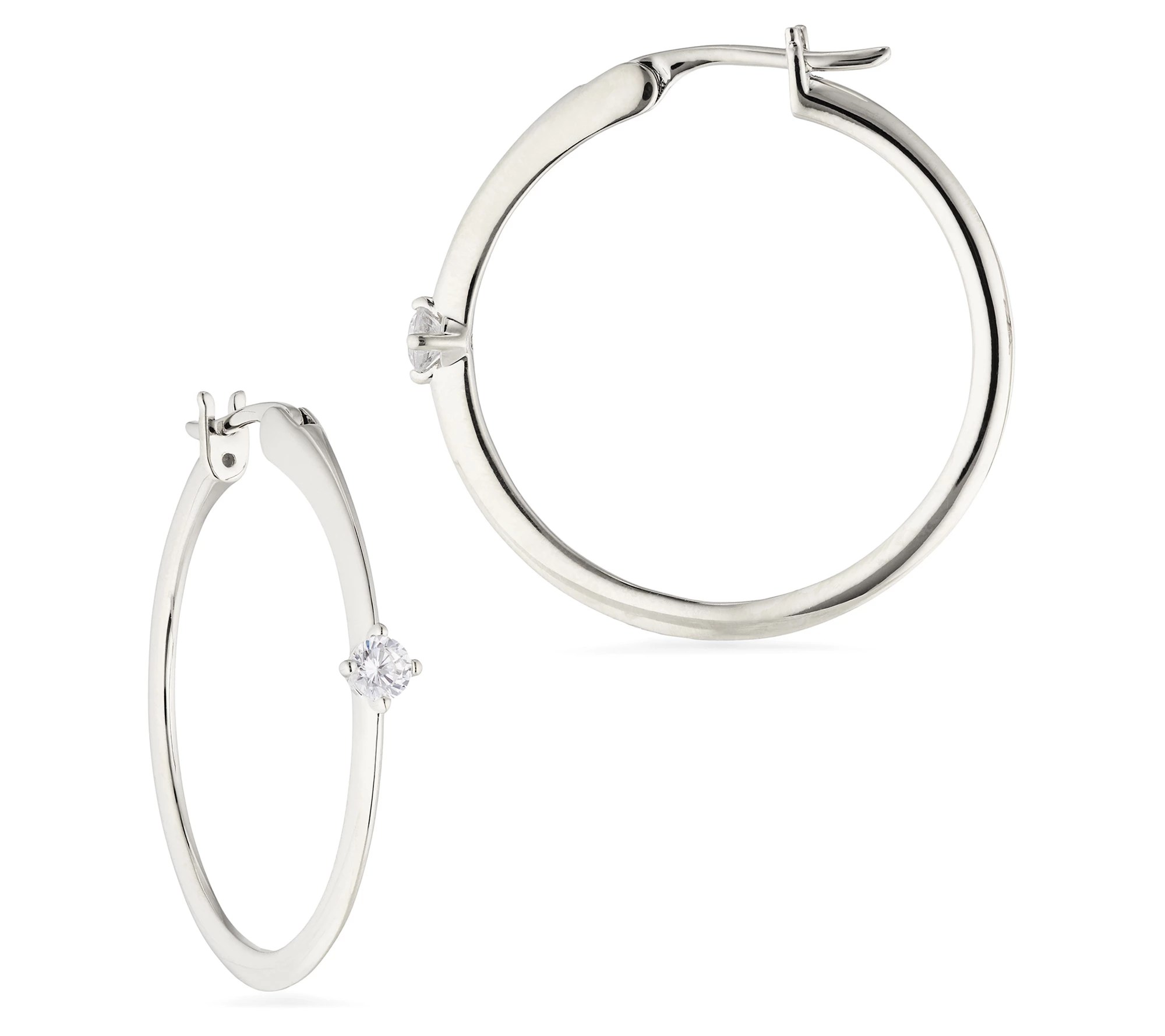 Nadri Sterling Silver Round Hoop Earrings