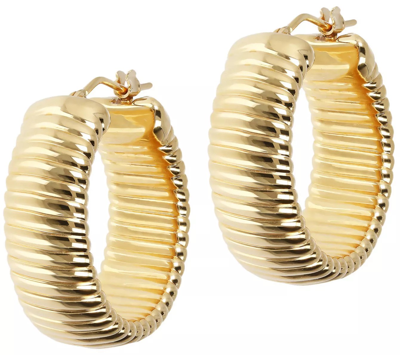 BellaOro Round Ribbed Hoop Earrings, 14K Gold Over Resin