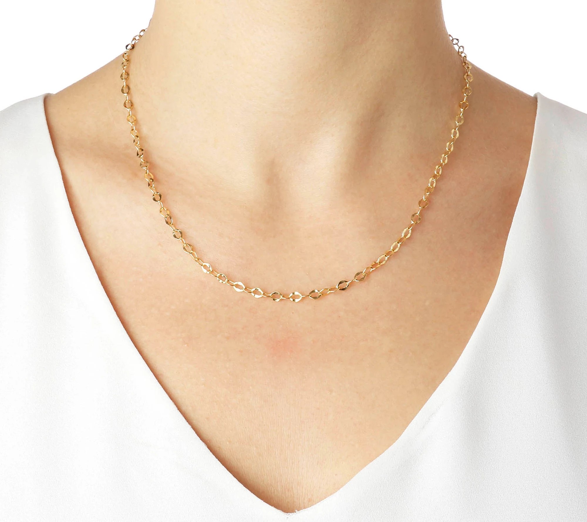 Italian Gold 18" Hammered Rolo Link Necklace, 10K 1.4g