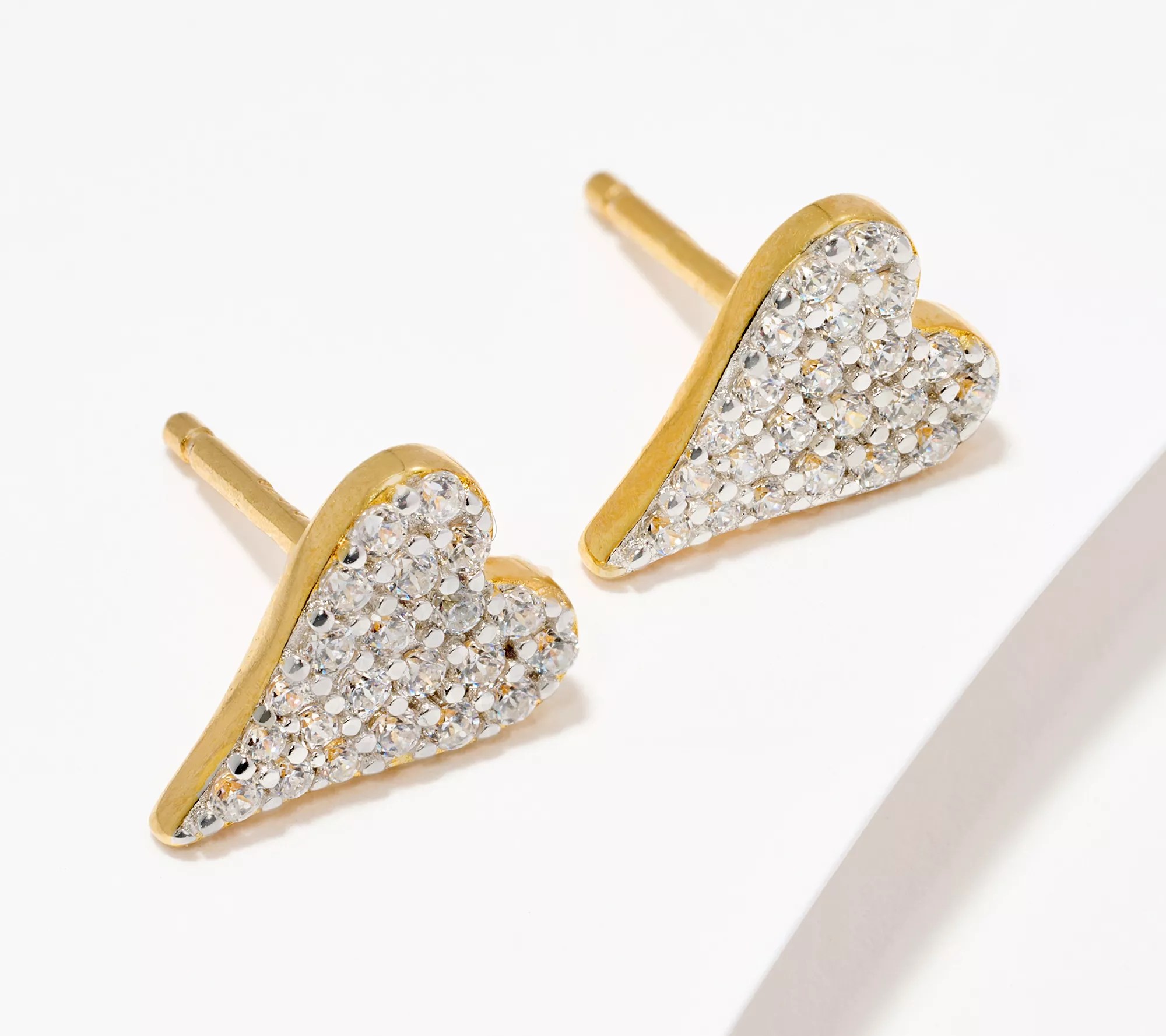 Diamonique x Jennifer Miller Pave Heart Stud Earrings, Sterling Silver