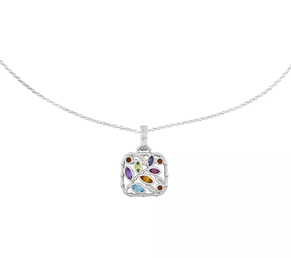 Sterling MultiGemstone Pendant w/ 18" Chain