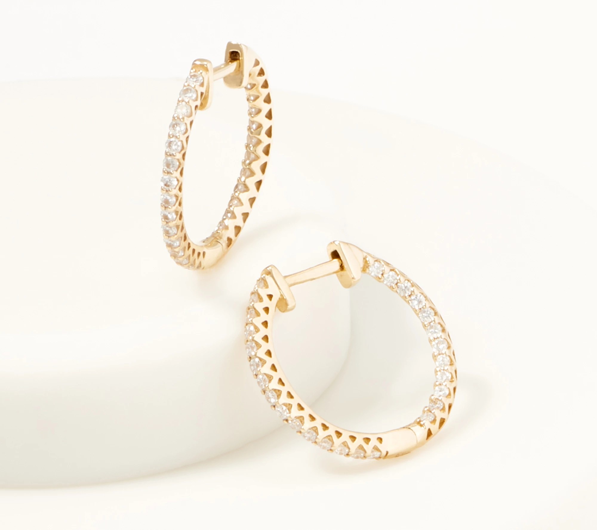 Affinity 14K Gold Inside Out Diamond Hoop Earrings, 1/2cttw