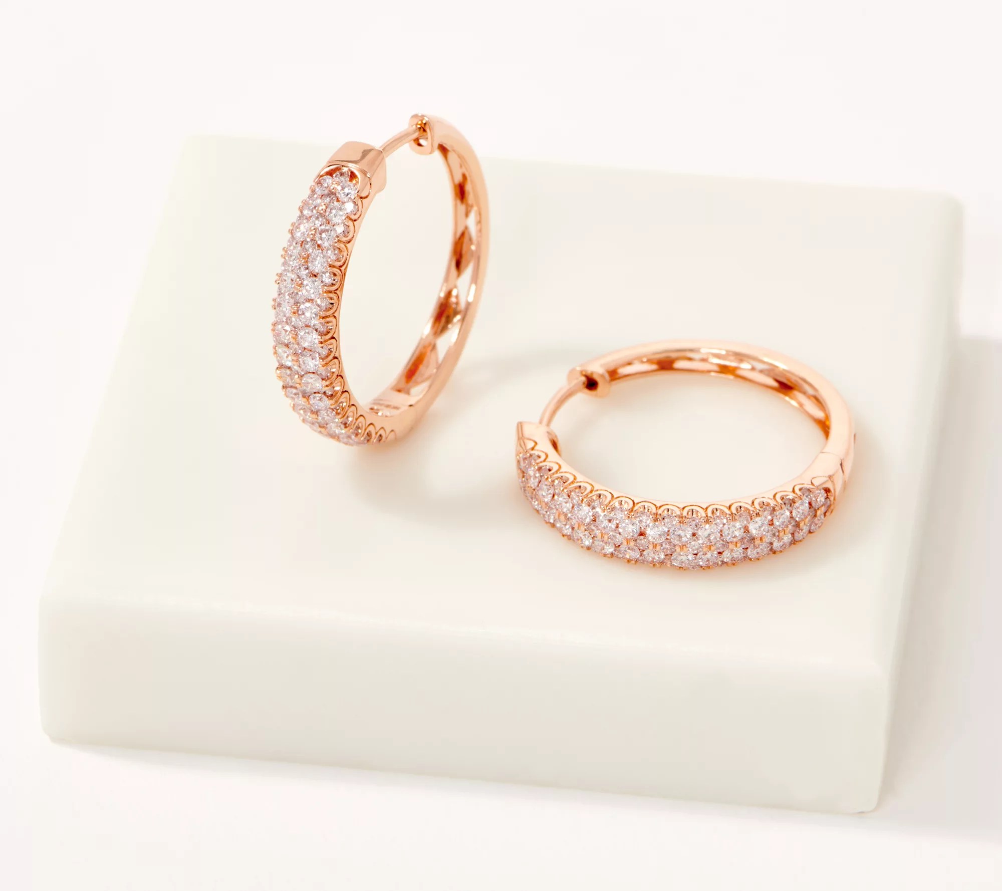 Affinity 14K Gold Natural Pink Diamond Hoop Earrings, 1.00cttw