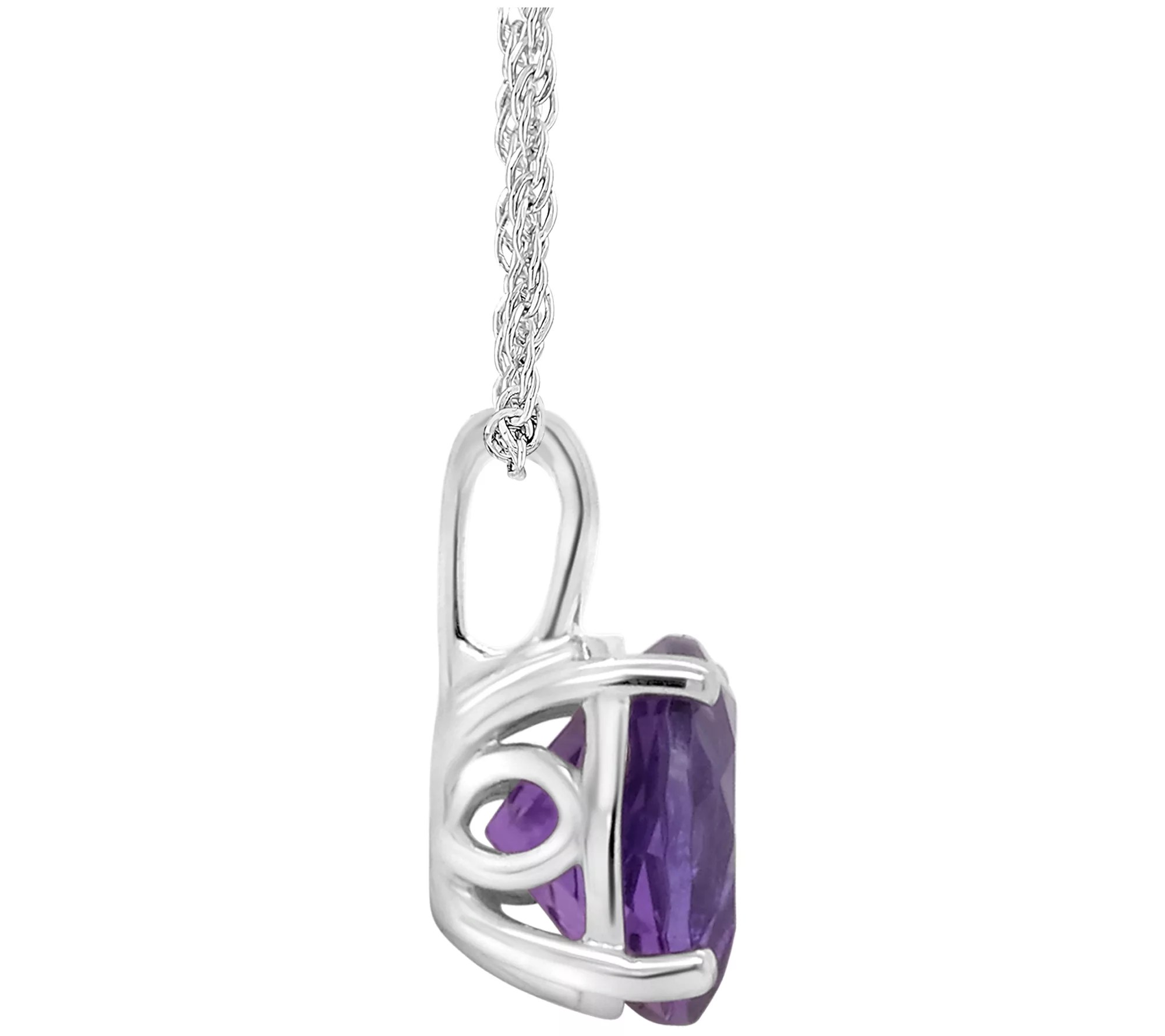 Sterling Silver Round Gemstone Pendant w/ 18" Chain