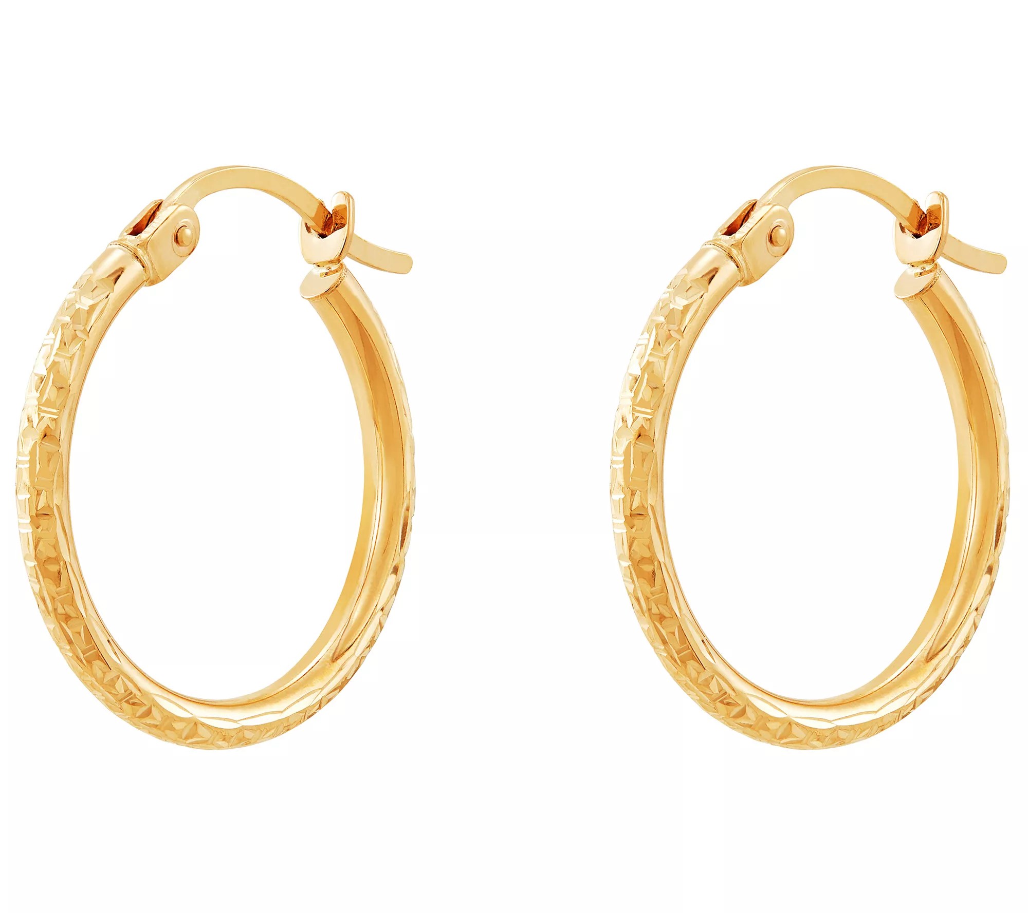 EternaGold Prism Cut Round 3/4" Hoop Earrings,14K Gold