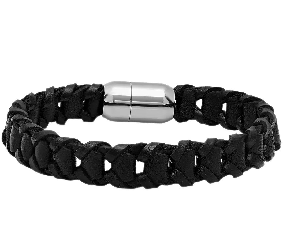 Steel by Design Men's Leather Bracelet w/ Clasp