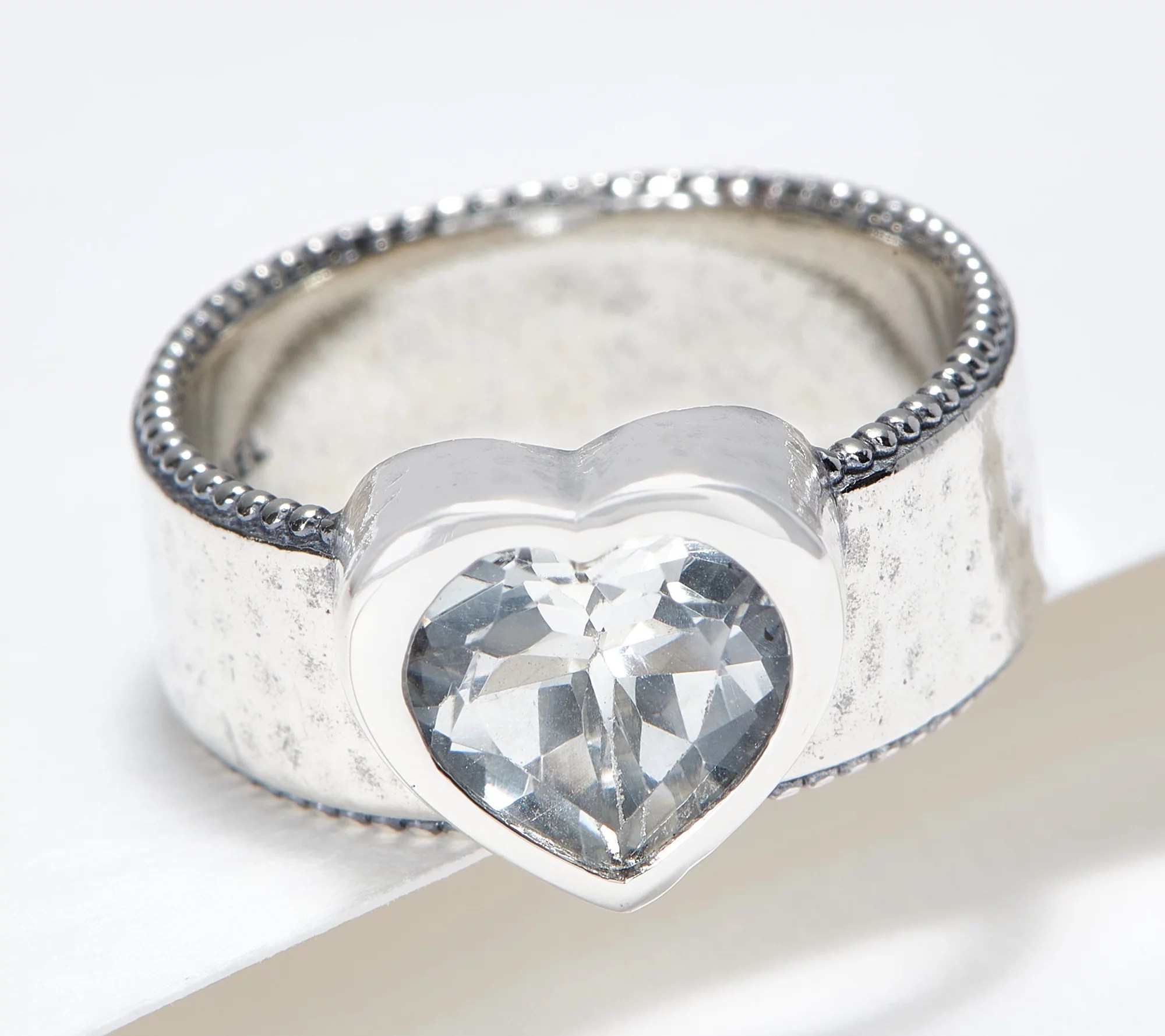 Or Paz Sterling Silver Gemstone Hammered Motif Ring