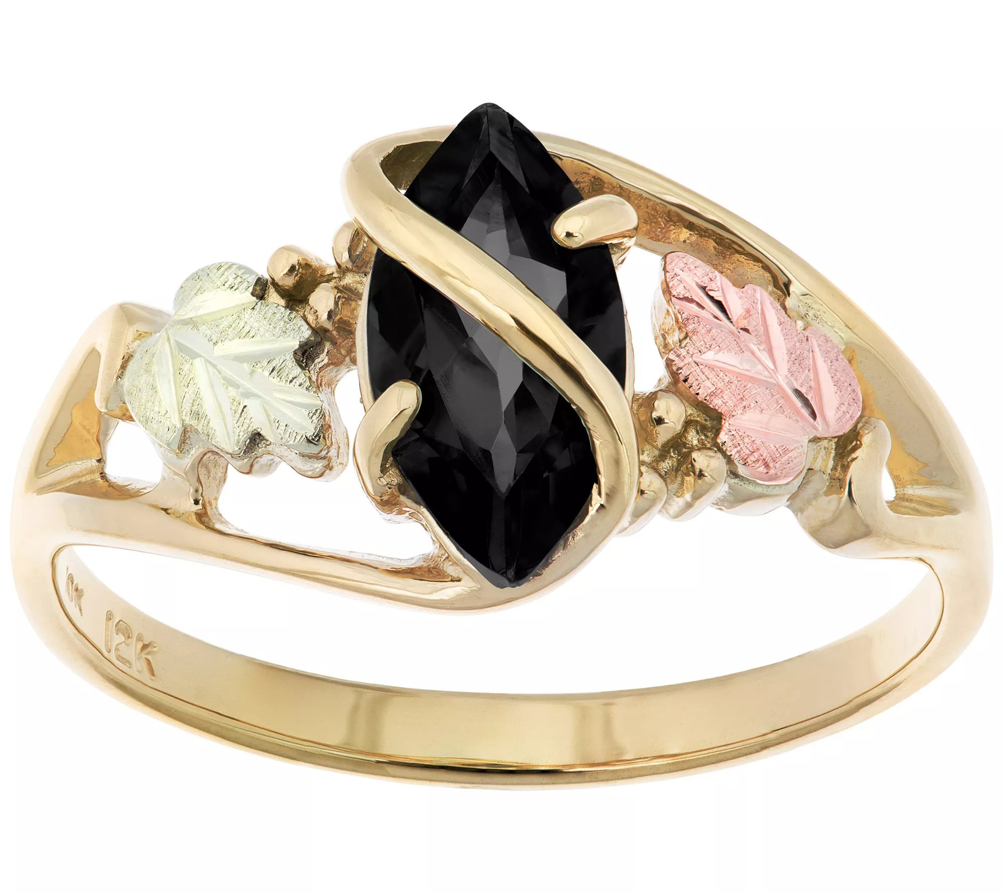 Black Hills Gold Onyx Ring, 10K/12K Gold