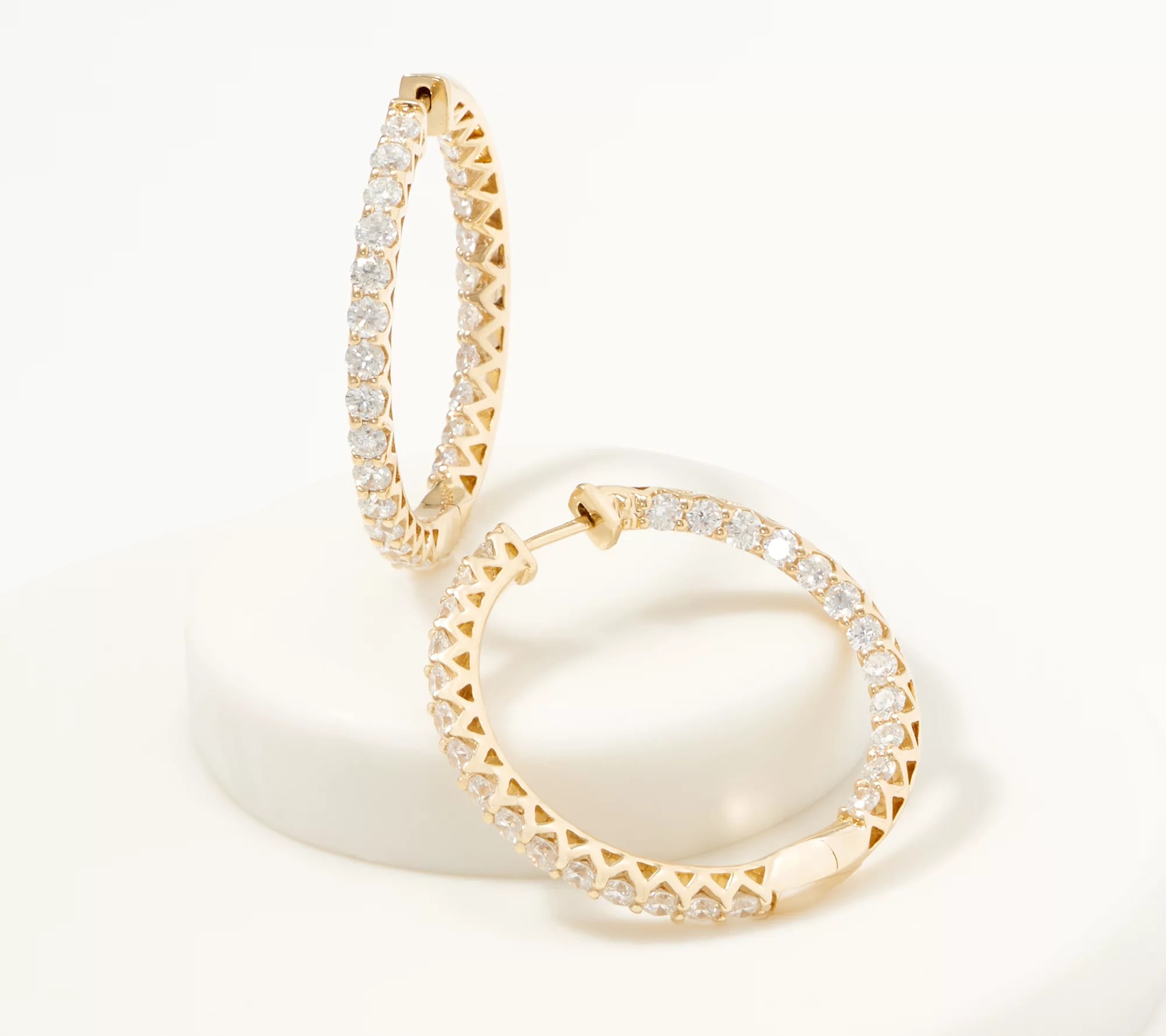 Affinity 14K Gold Inside Out Diamond Hoop Earrings, 5.00cttw