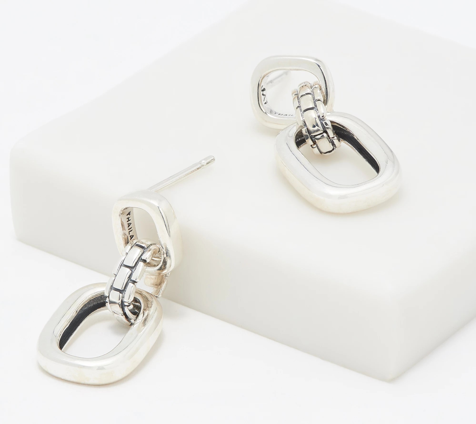 JAI Sterling Silver Status Link Drop Earrings