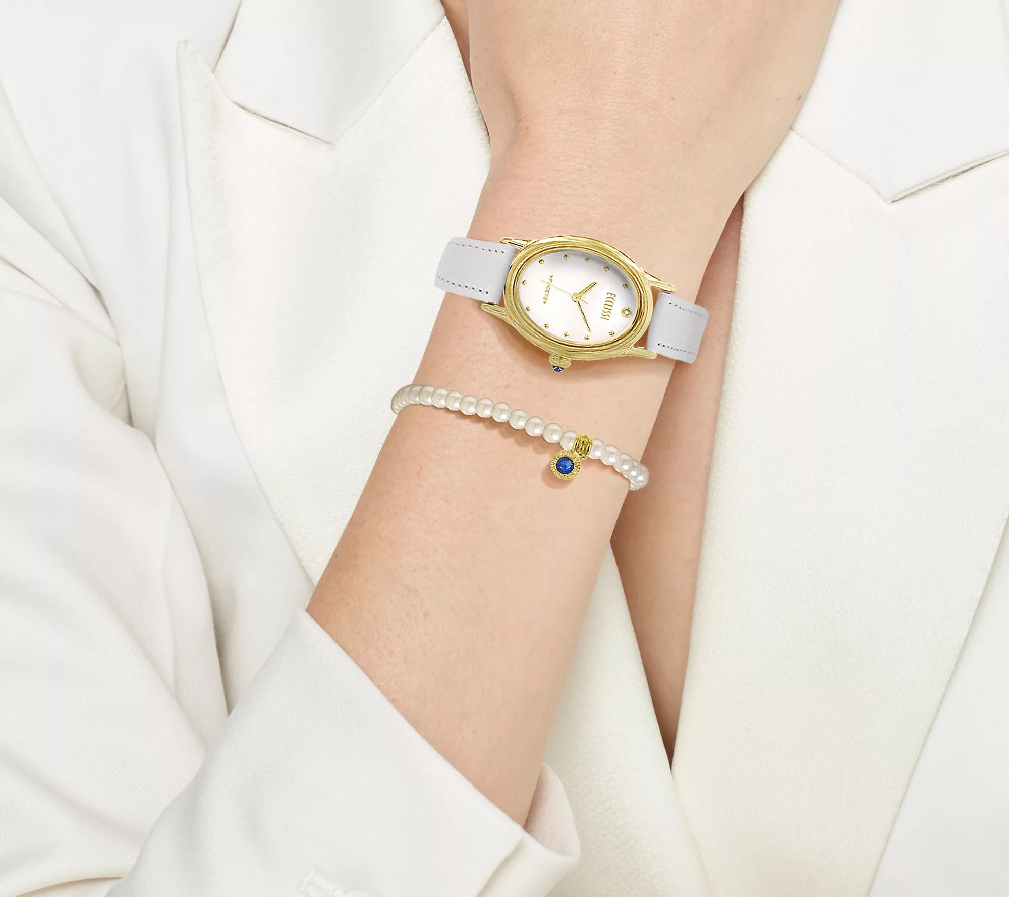 Ecclissi Men's Facets Oval Watch & Bracelet Set