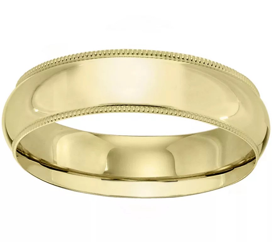 Men's 14K Yellow Gold 6mm Milgrain Wedding Band