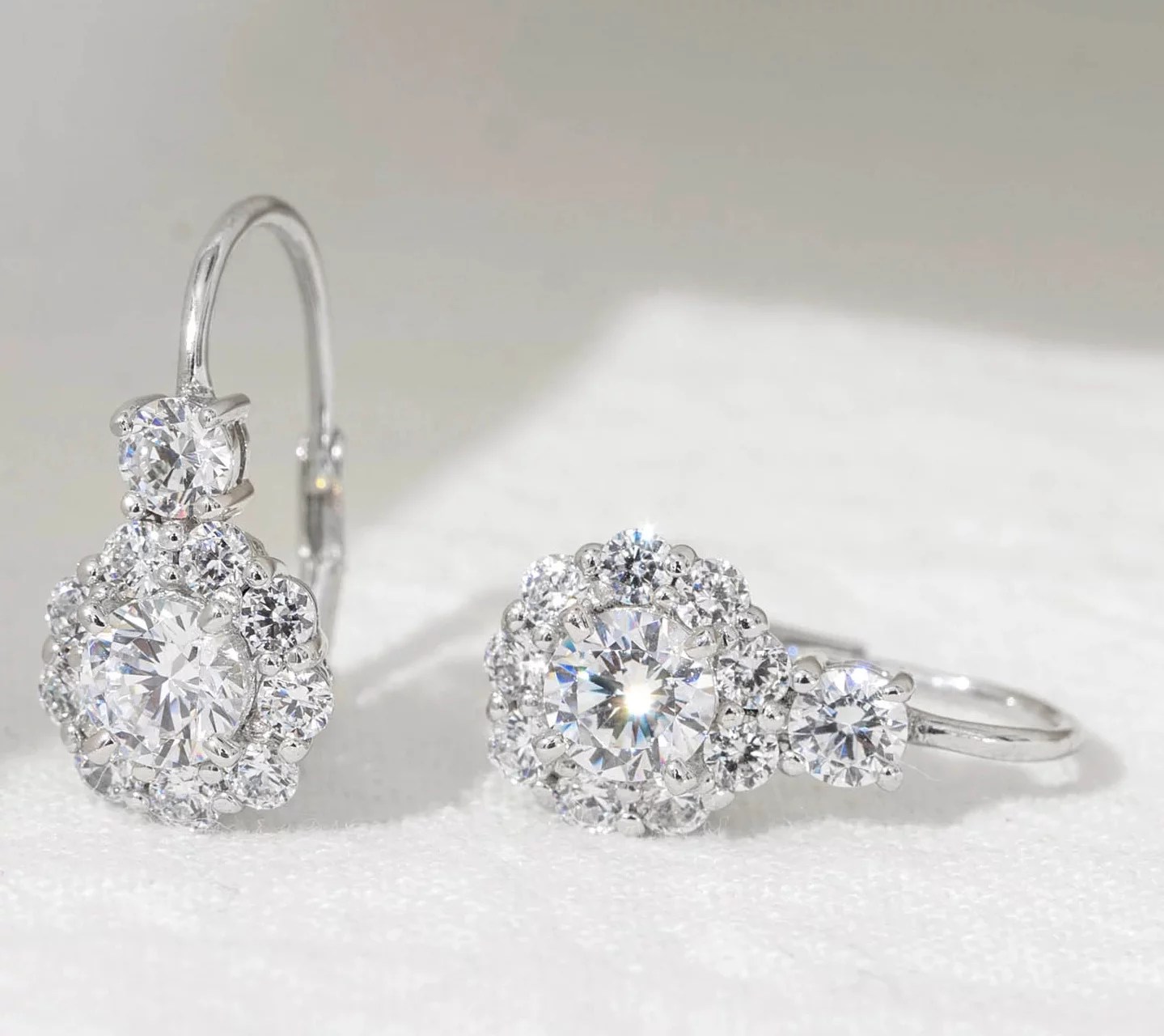 Diamonique 2.45 cttw Flower Earrings, PlatinumPlated