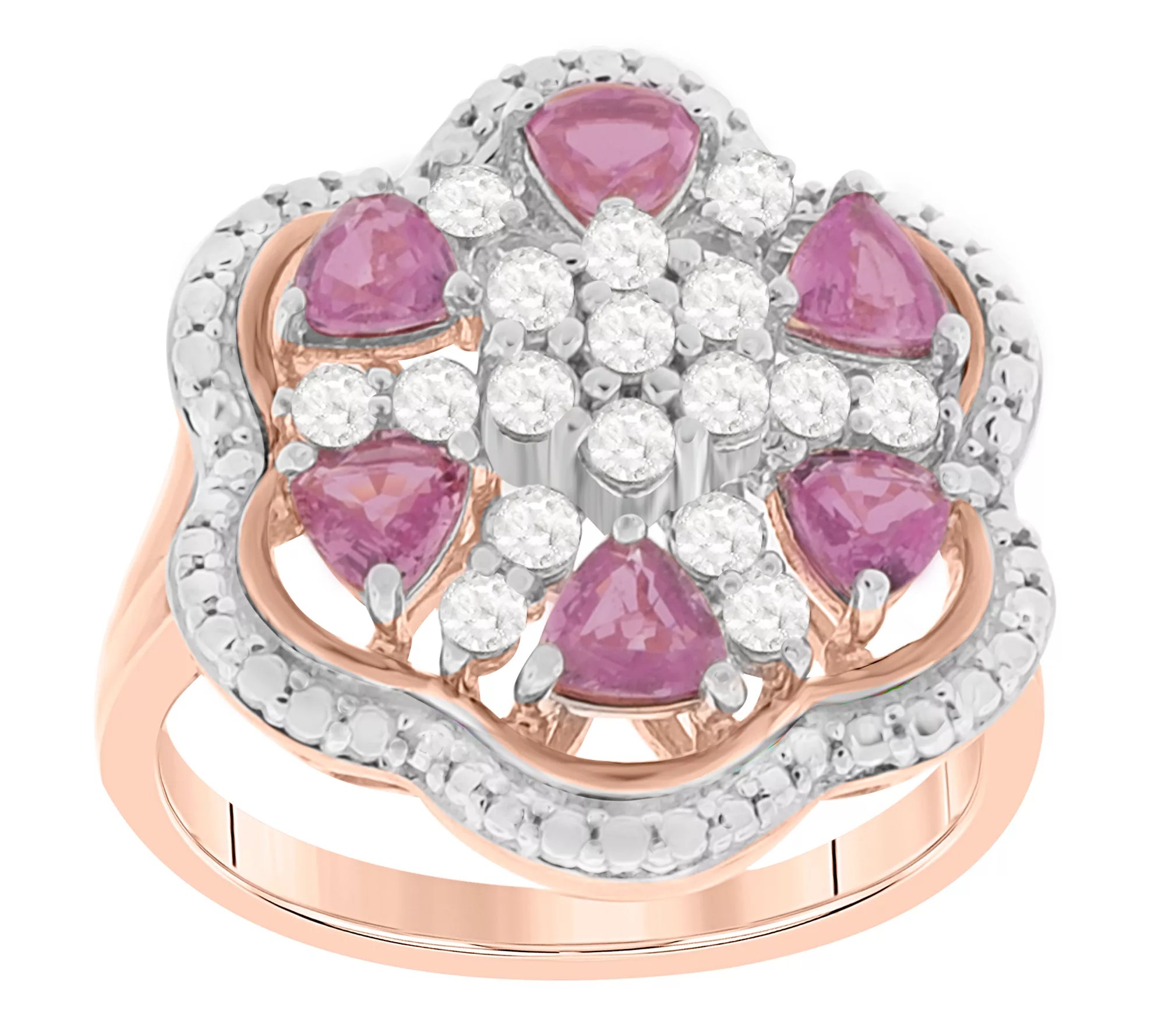 14K Rose Gold 2.00 cttw Pink Sapphire & White Sapphire Ring