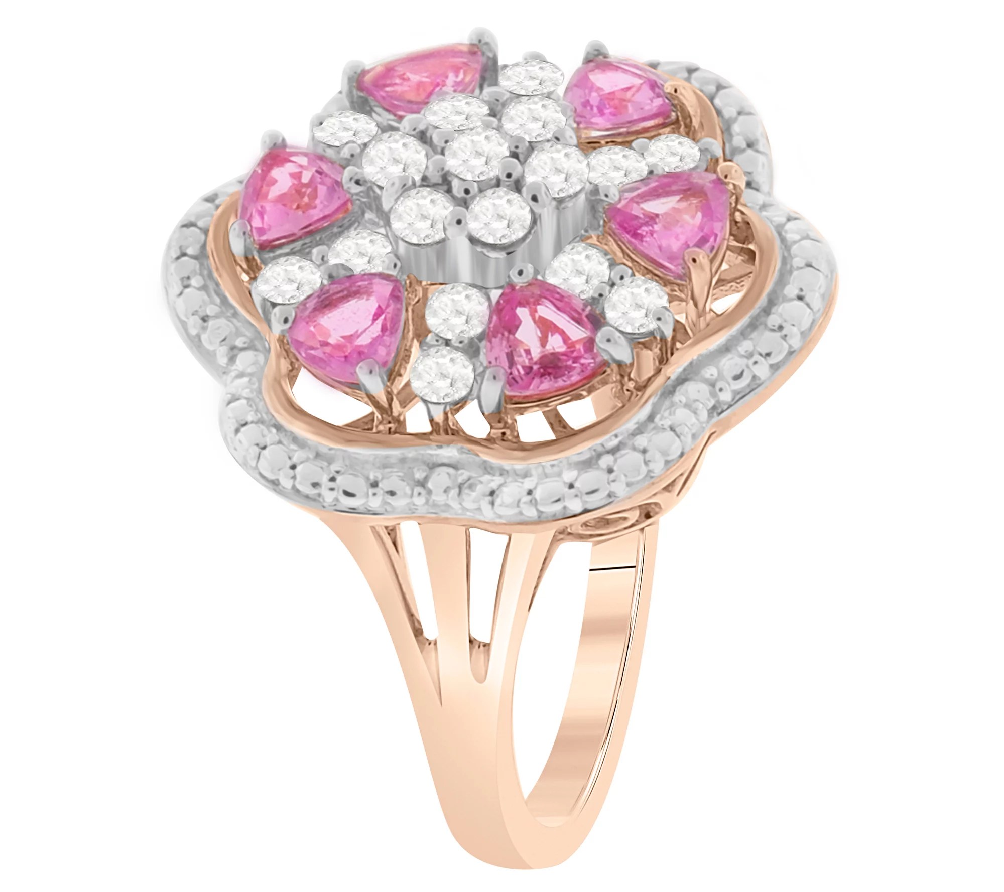 14K Rose Gold 2.00 cttw Pink Sapphire & White Sapphire Ring