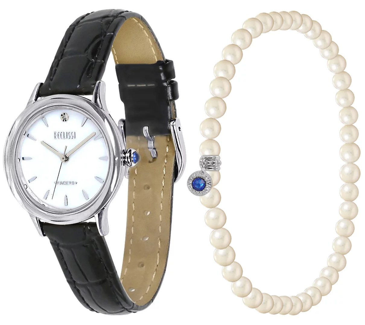 Ecclissi Facets Round Watch & Bracelet Set