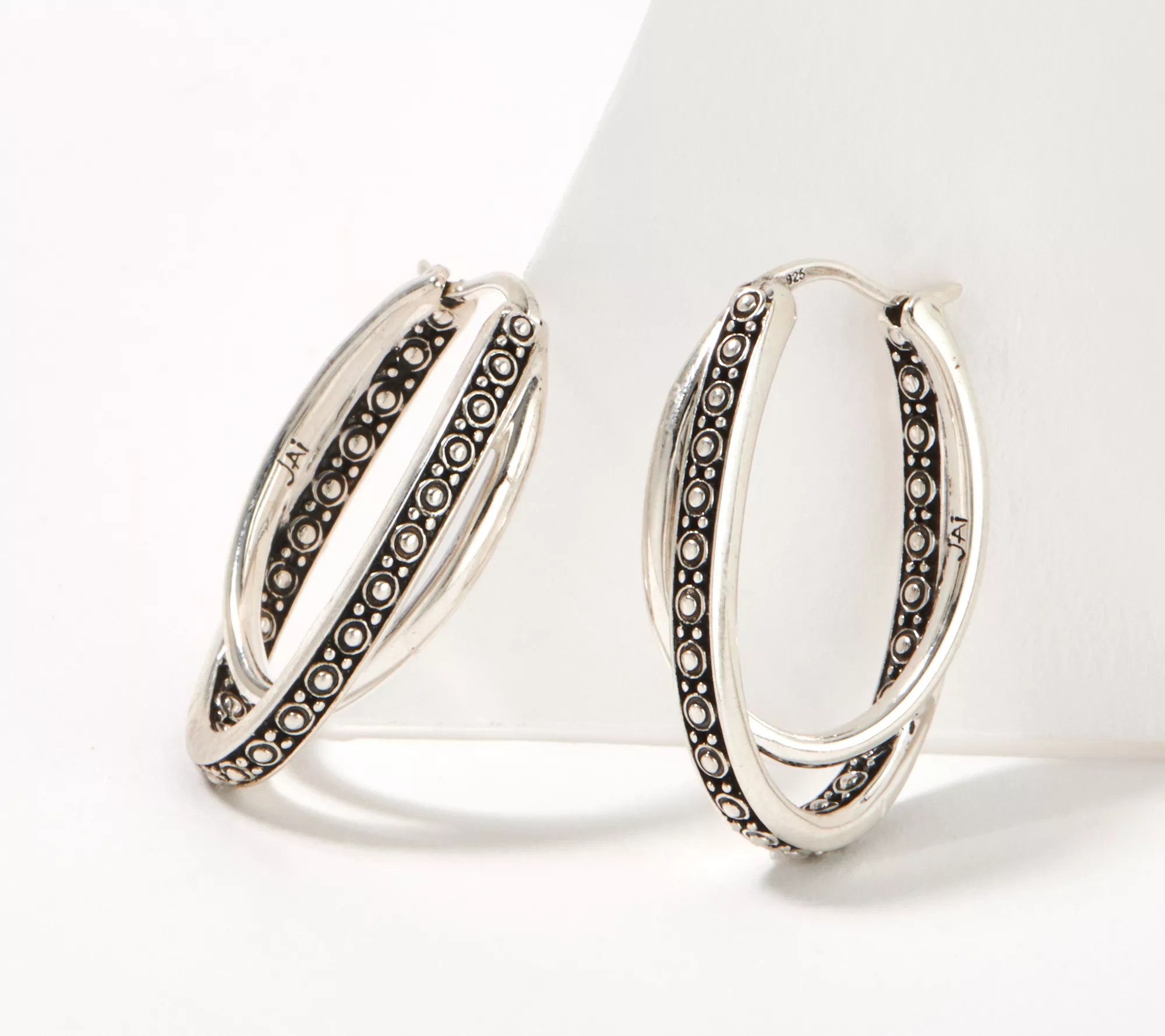 JAI Sterling Silver Balance & Harmony Hoop Earrings