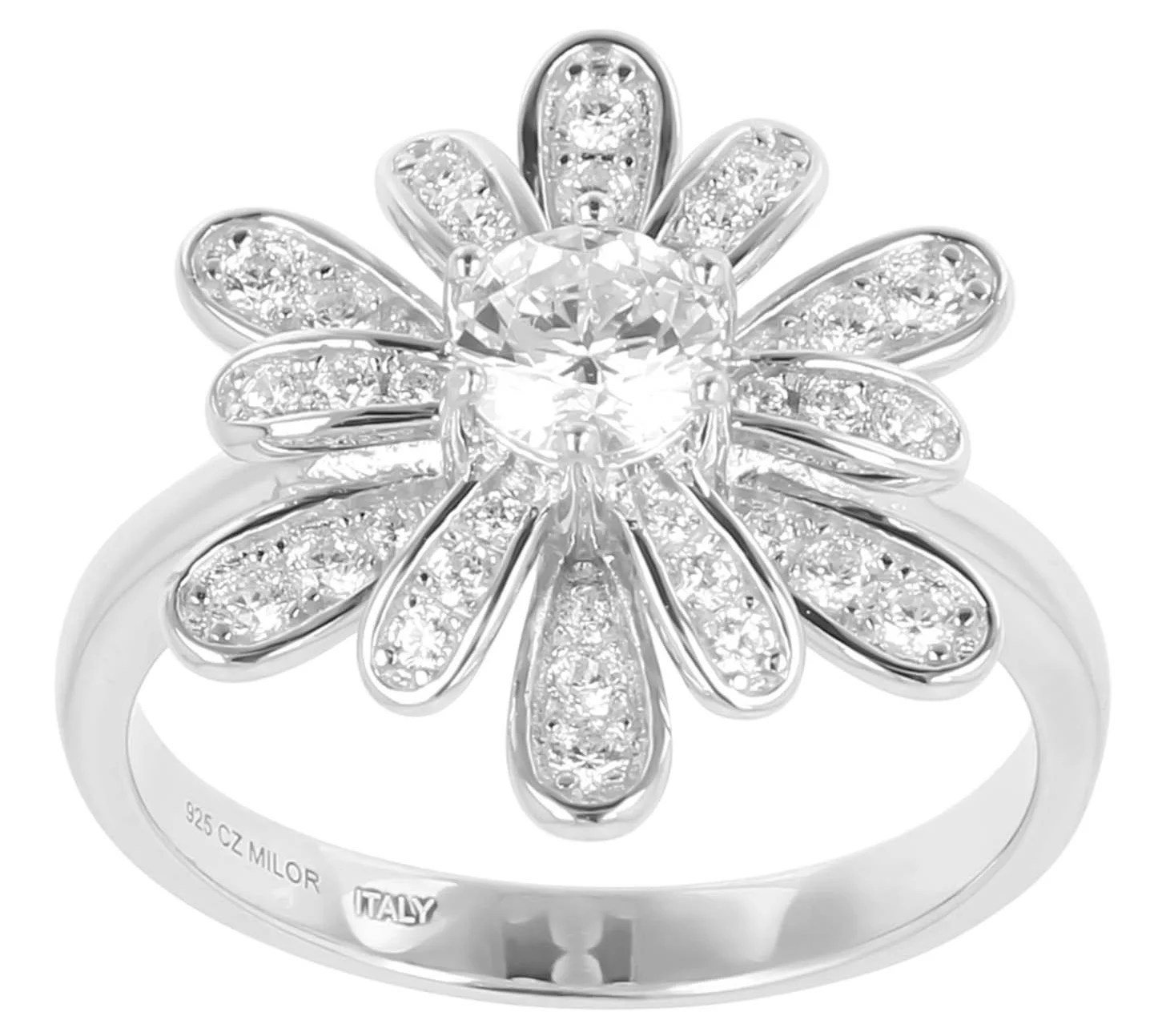 Diamonique 0.65 cttw Flower Ring, Sterling Silver