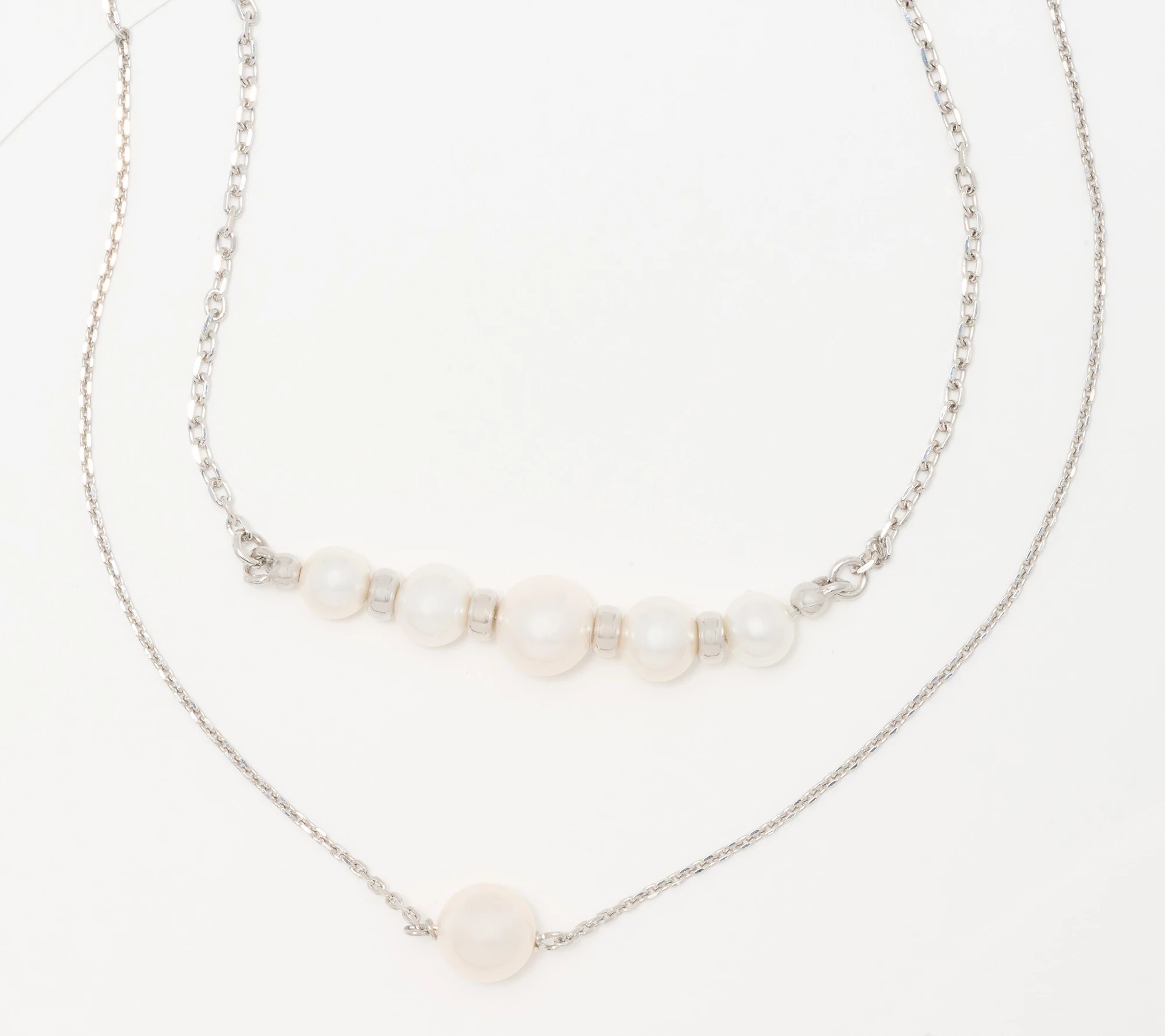 Honora Two Strand Cultured Pearl Necklace, Sterling Silver