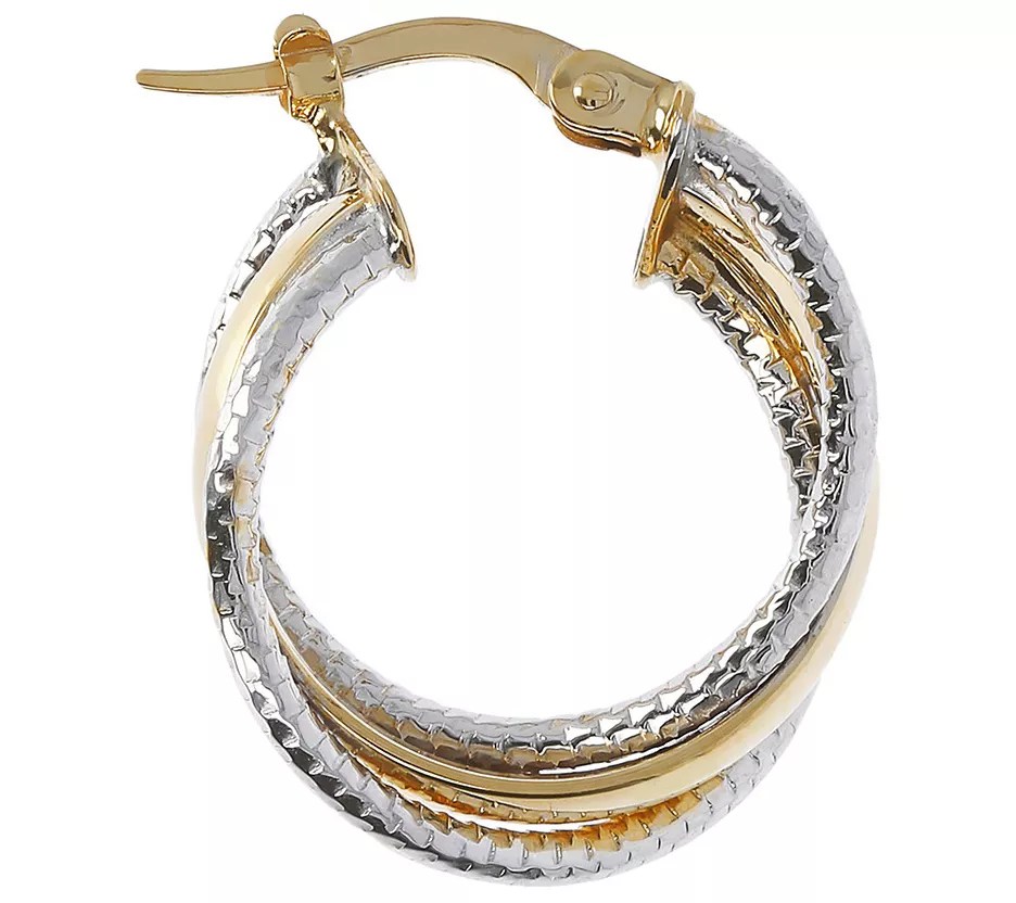 Italian Gold 3/4" Polished Twisted Hoop Earrings, 14K Gold