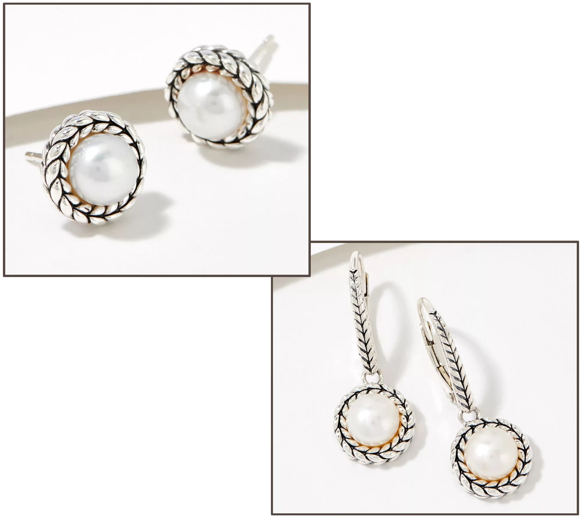 JAI Sterling Silver Pearl Button Lever Back or Stud Earrings